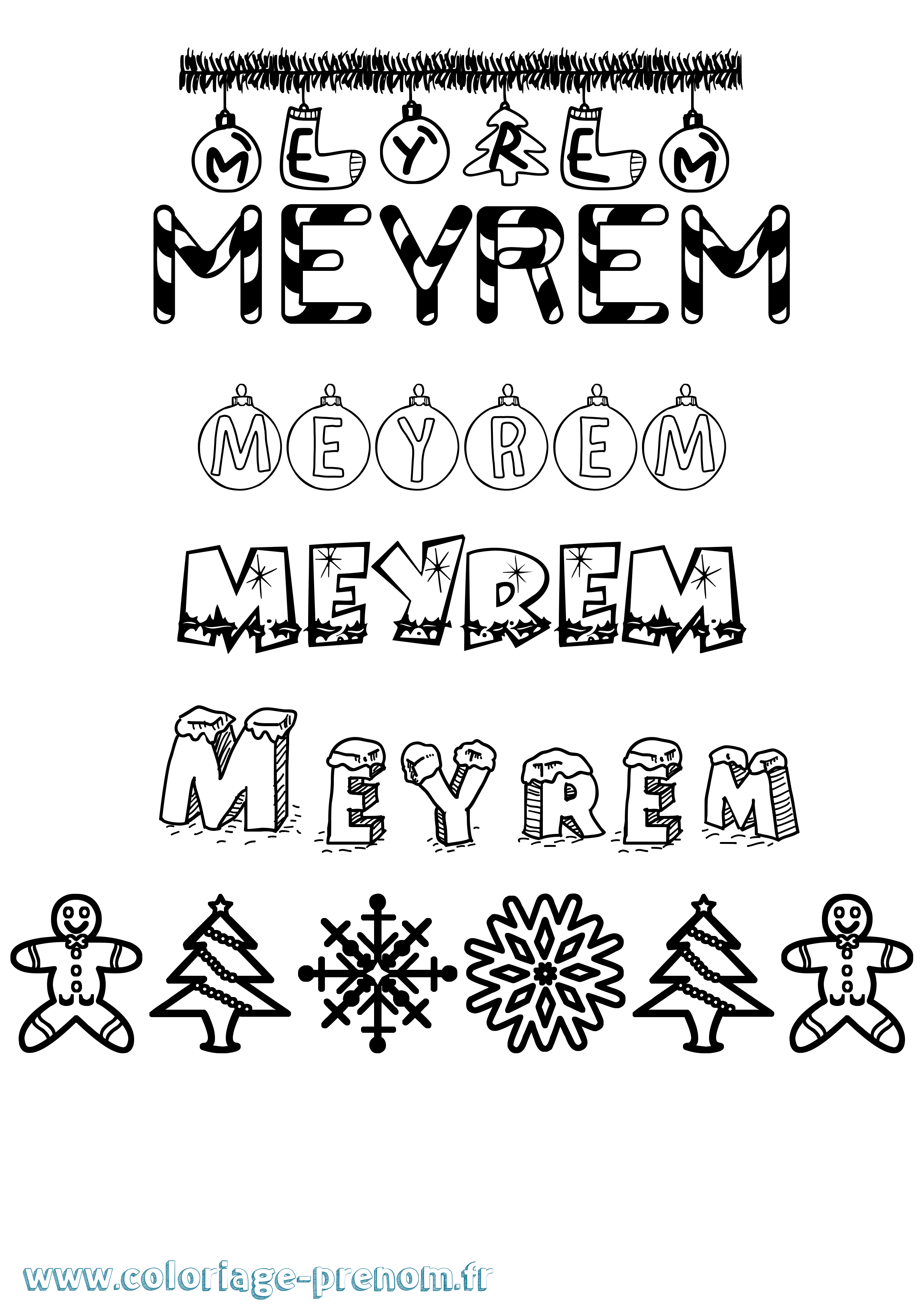 Coloriage Meyrem Noël Coloriage prénom Meyrem Noël