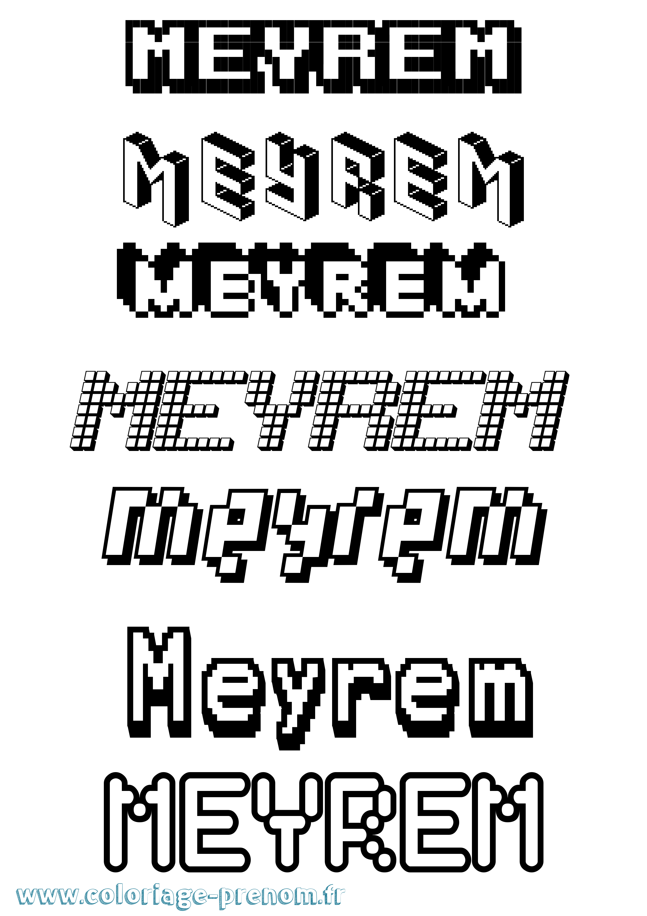 Coloriage Meyrem Pixel Coloriage prénom Meyrem Pixel