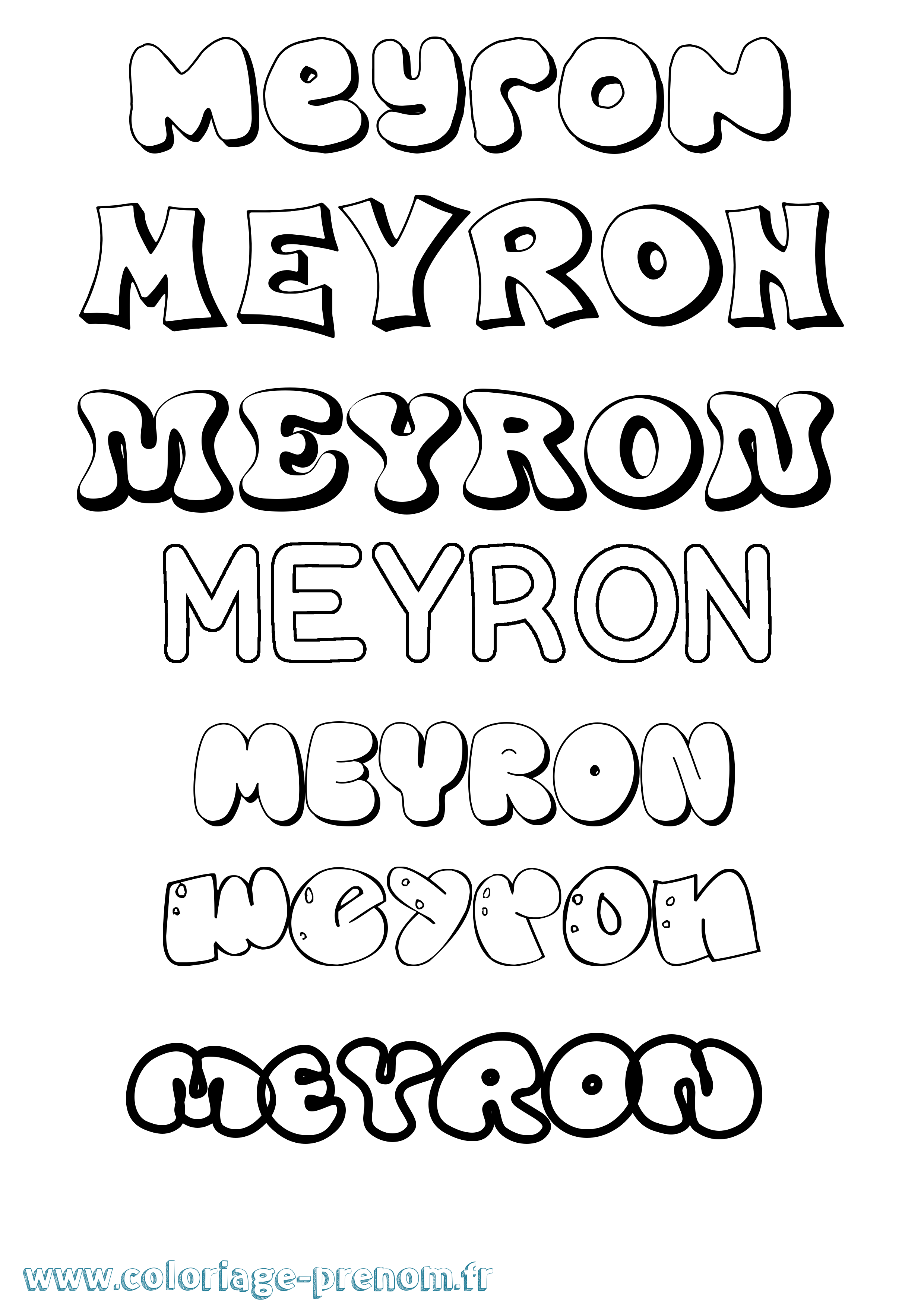 Coloriage Meyron Bubble Coloriage prénom Meyron Bubble