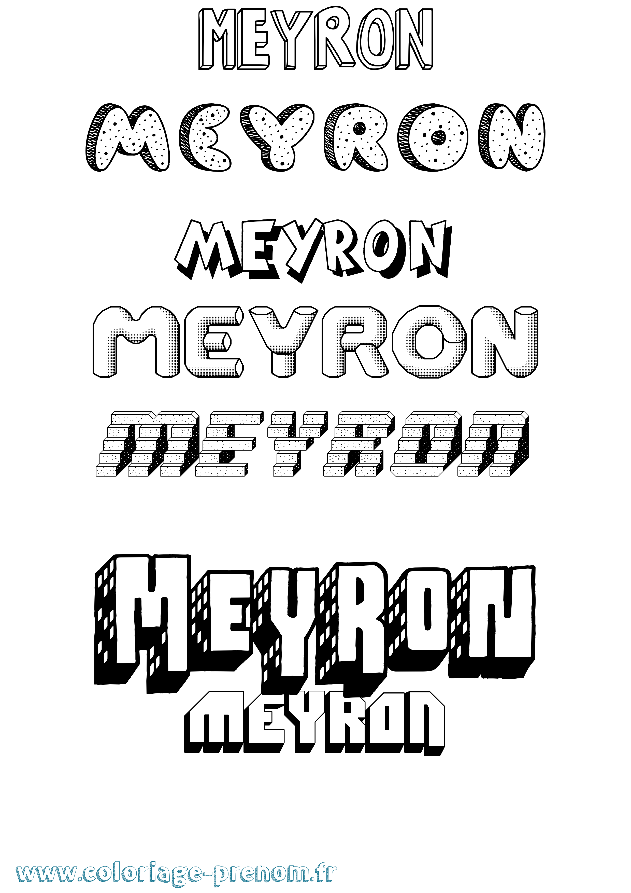 Coloriage Meyron Effet 3D Coloriage prénom Meyron Effet 3D