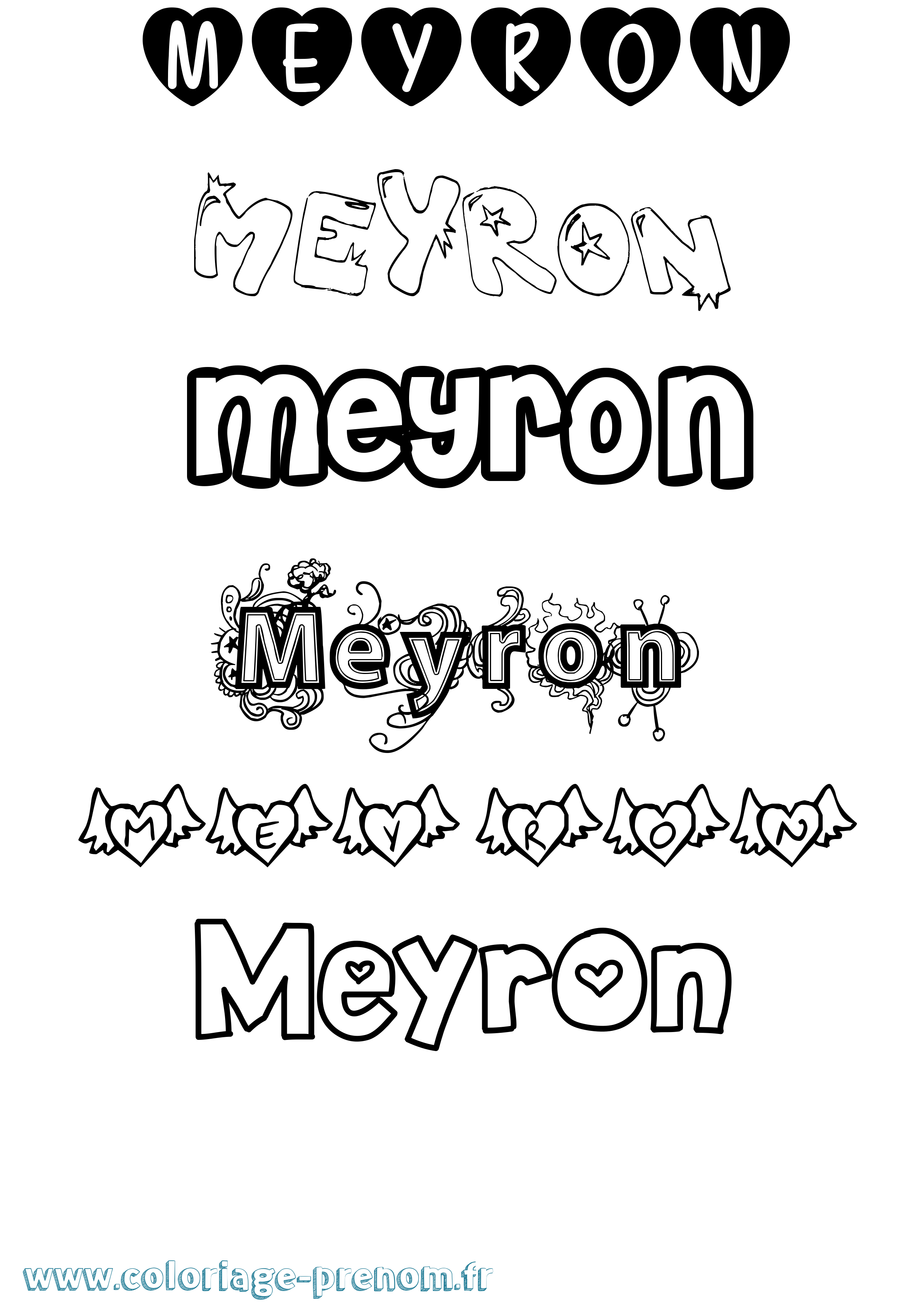 Coloriage Meyron Girly Coloriage prénom Meyron Girly