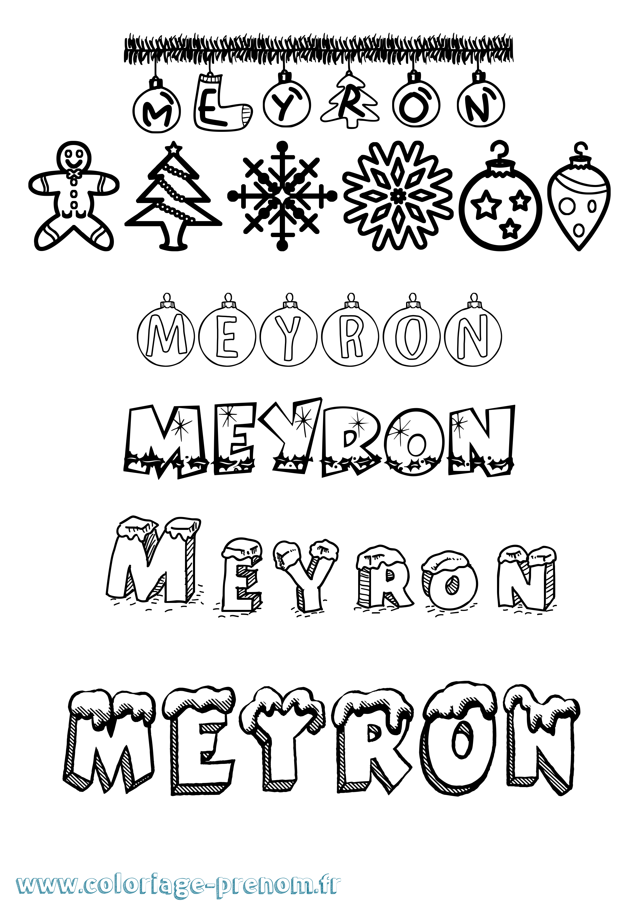 Coloriage Meyron Noël Coloriage prénom Meyron Noël
