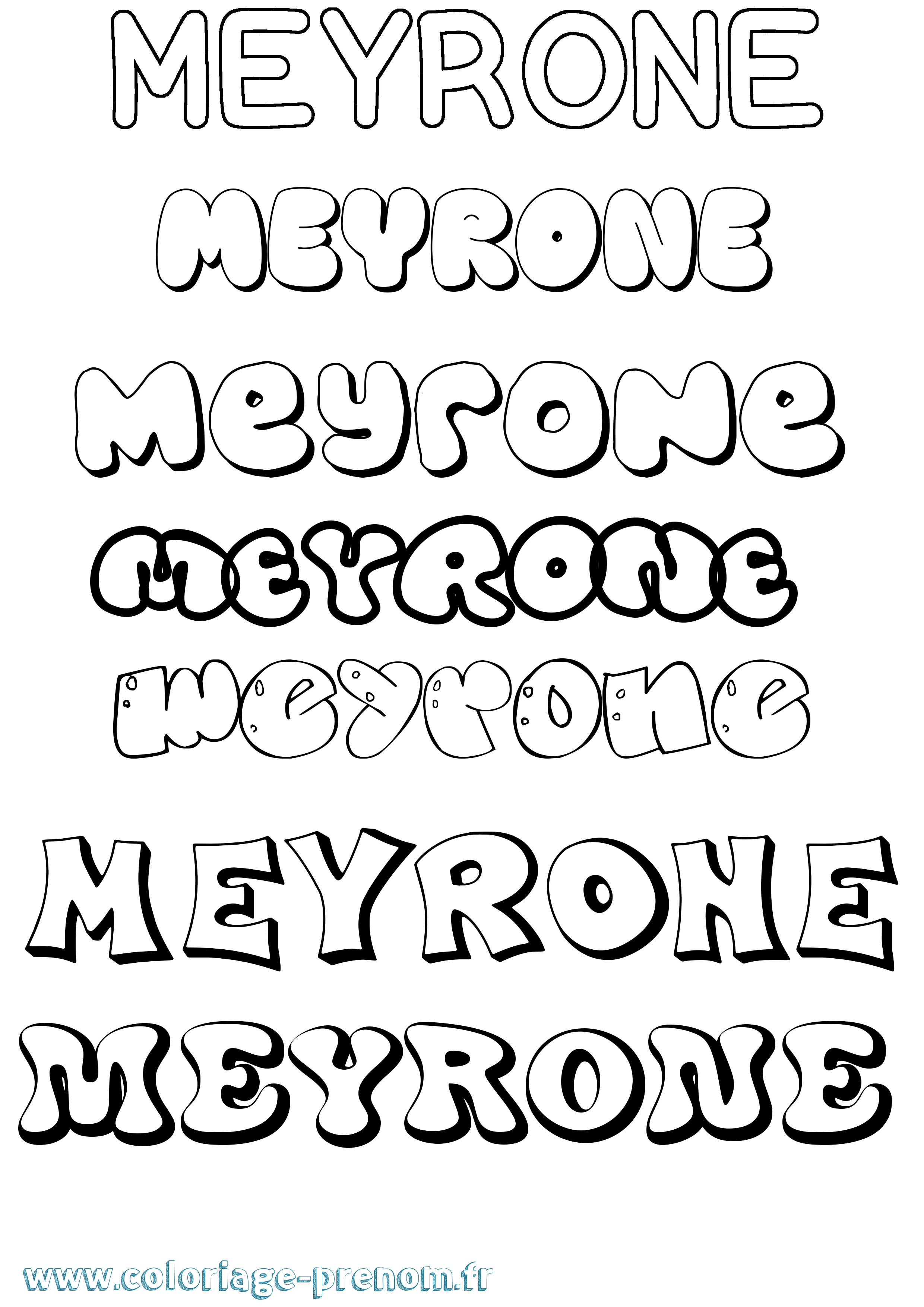Coloriage Meyrone Bubble Coloriage prénom Meyrone Bubble