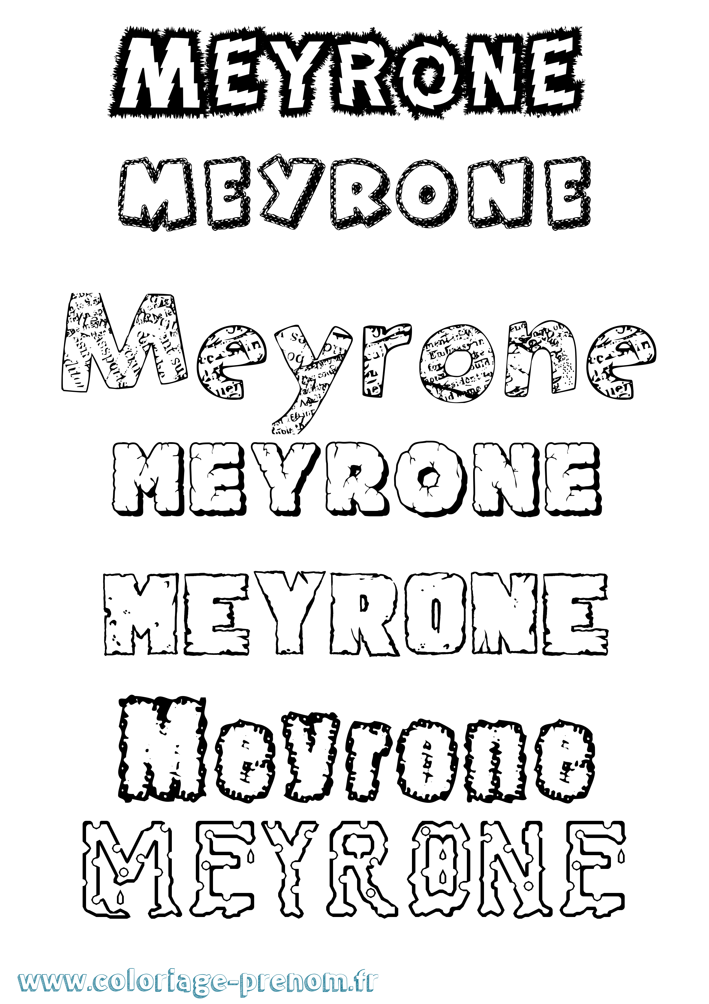 Coloriage Meyrone Destructuré Coloriage prénom Meyrone Destructuré