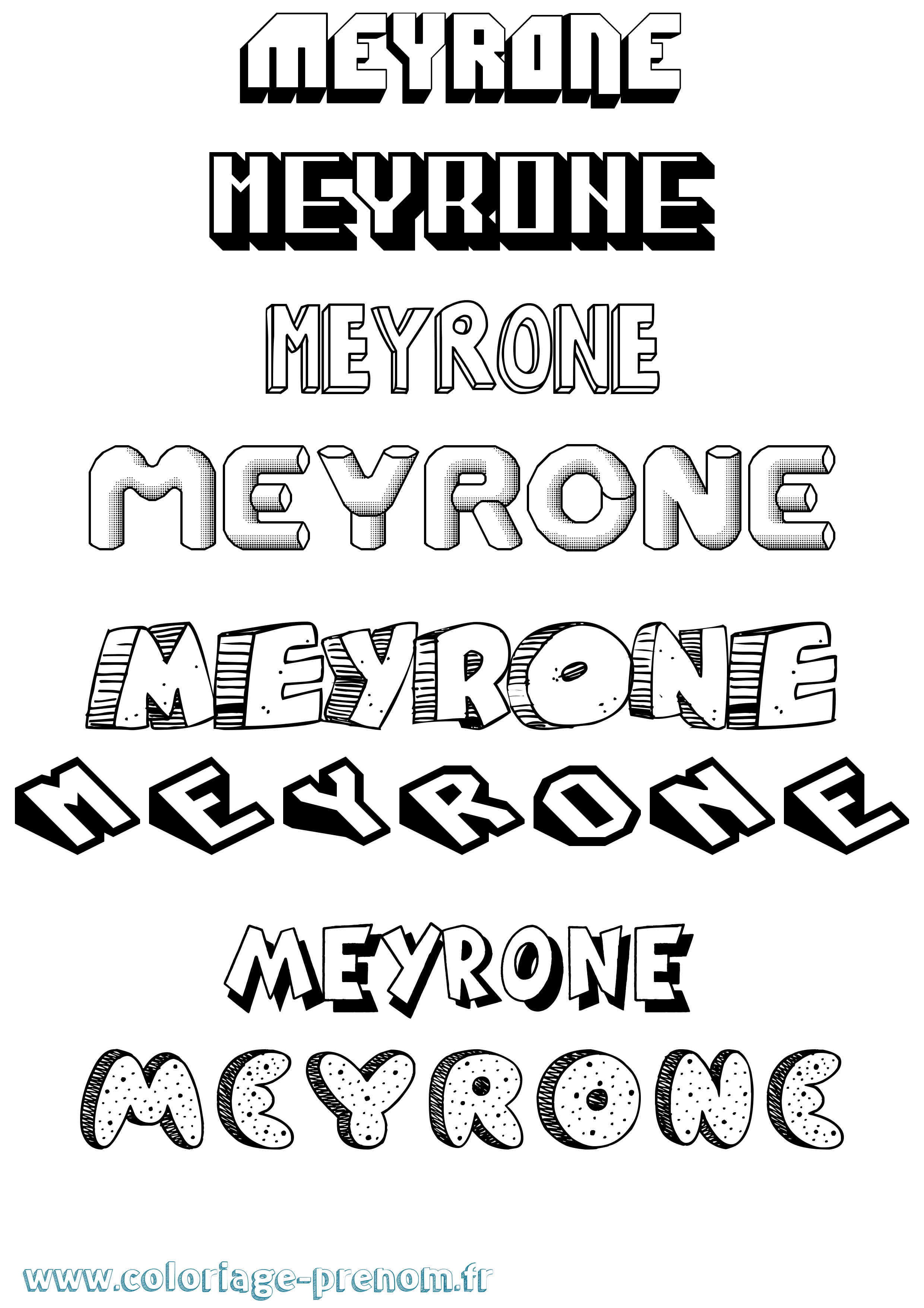 Coloriage Meyrone Effet 3D Coloriage prénom Meyrone Effet 3D