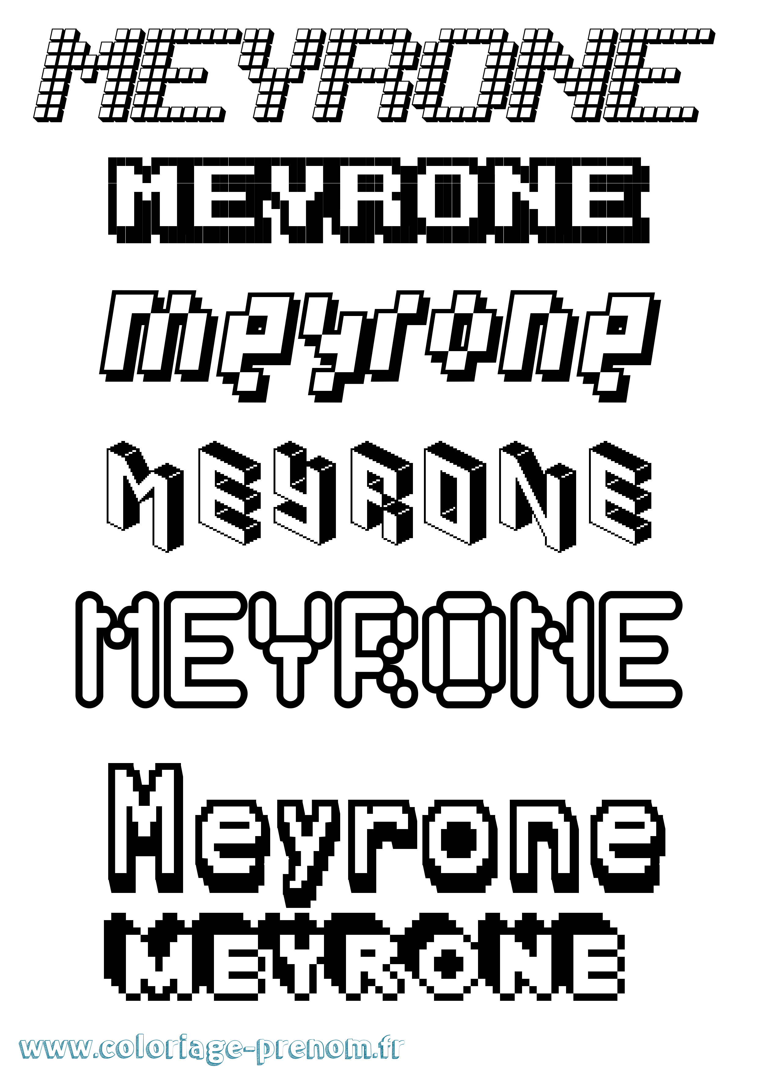 Coloriage Meyrone Pixel Coloriage prénom Meyrone Pixel