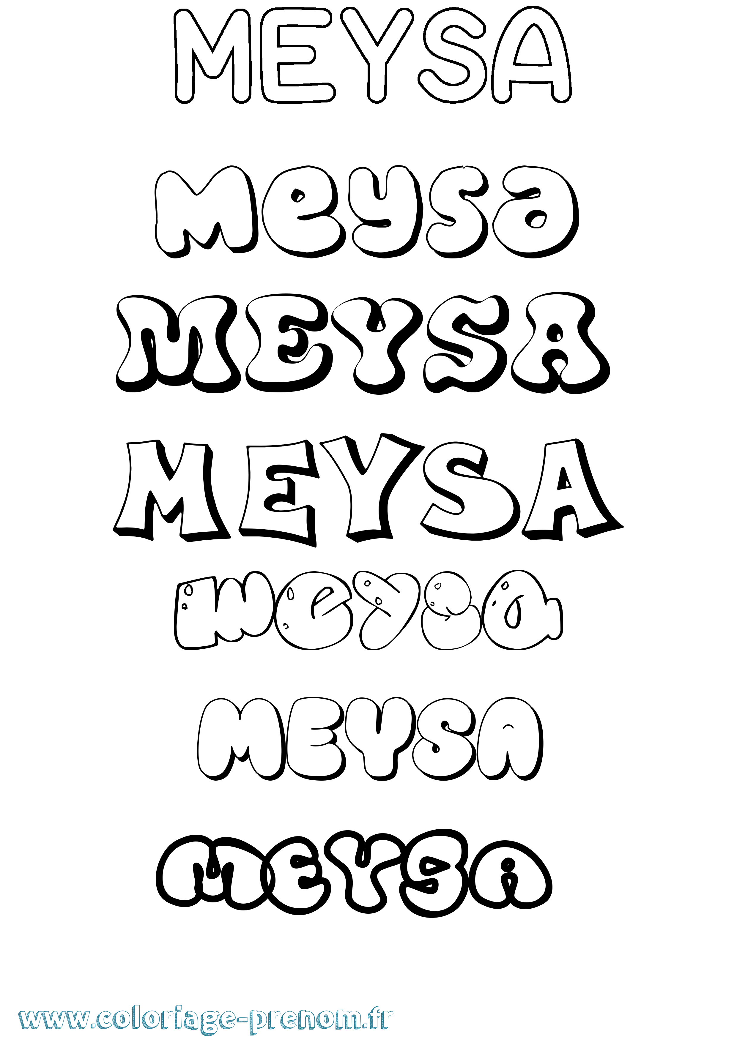 Coloriage Meysa Bubble Coloriage prénom Meysa Bubble
