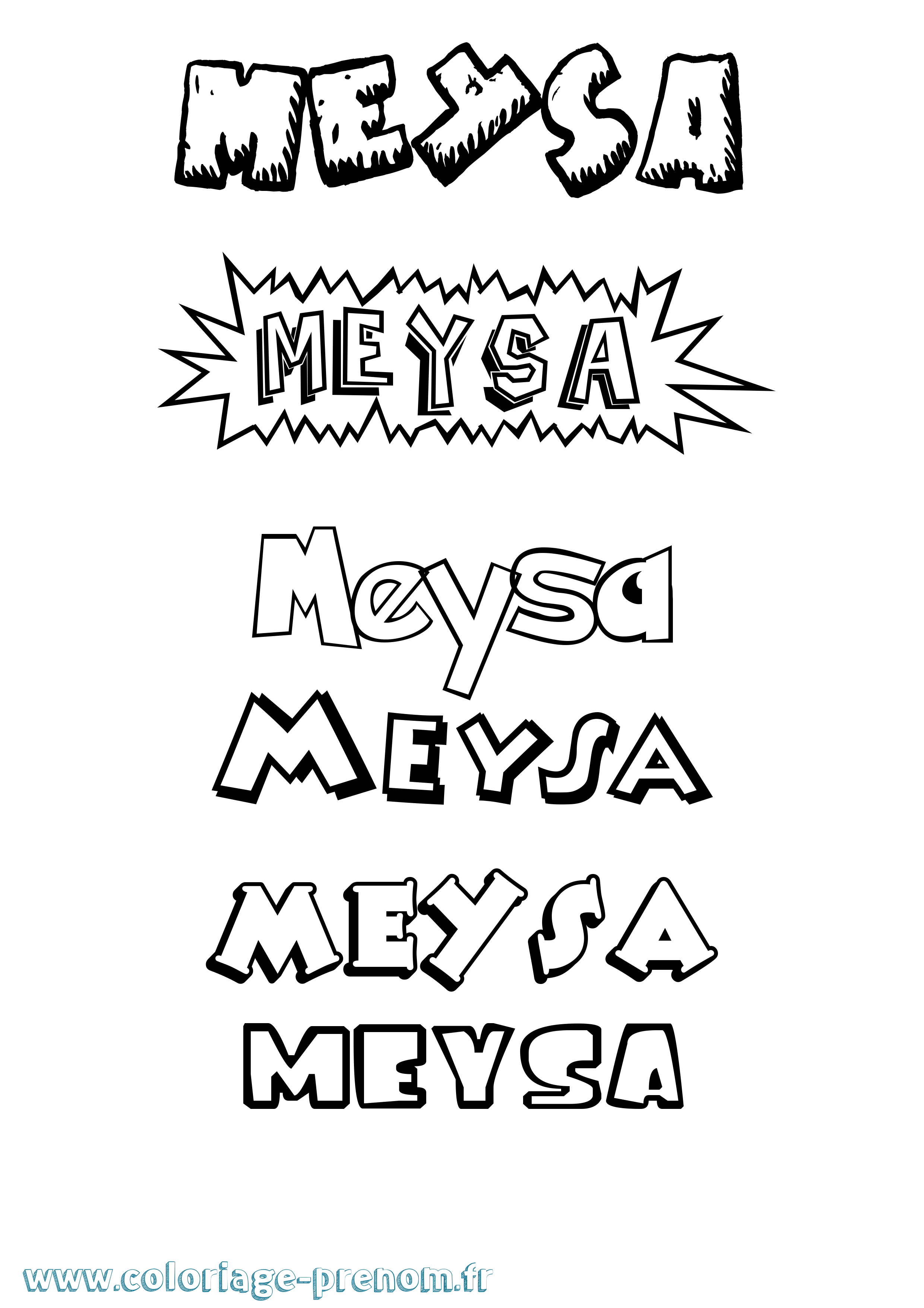 Coloriage Meysa Dessin Animé Coloriage prénom Meysa Dessin Animé
