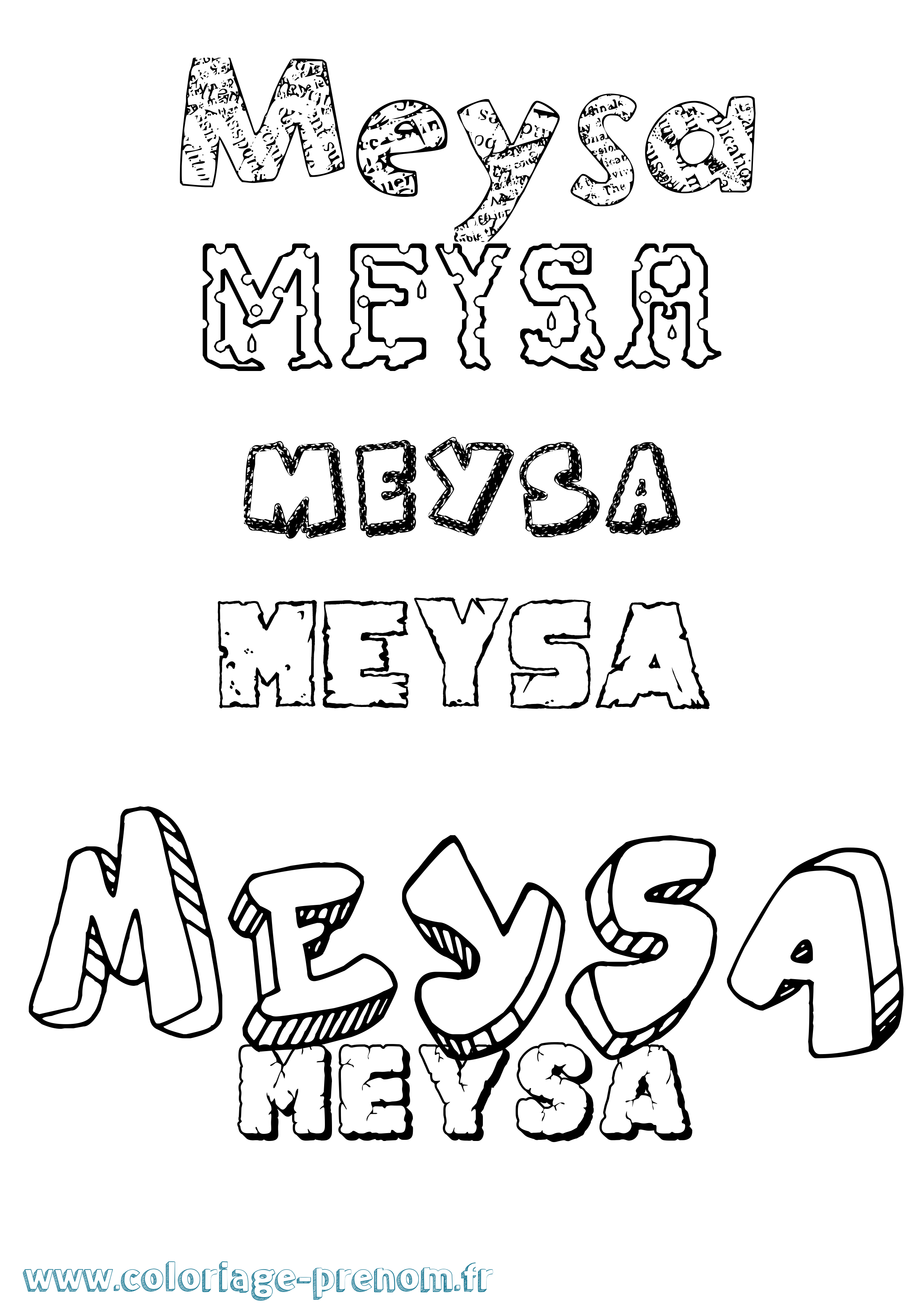 Coloriage Meysa Destructuré Coloriage prénom Meysa Destructuré