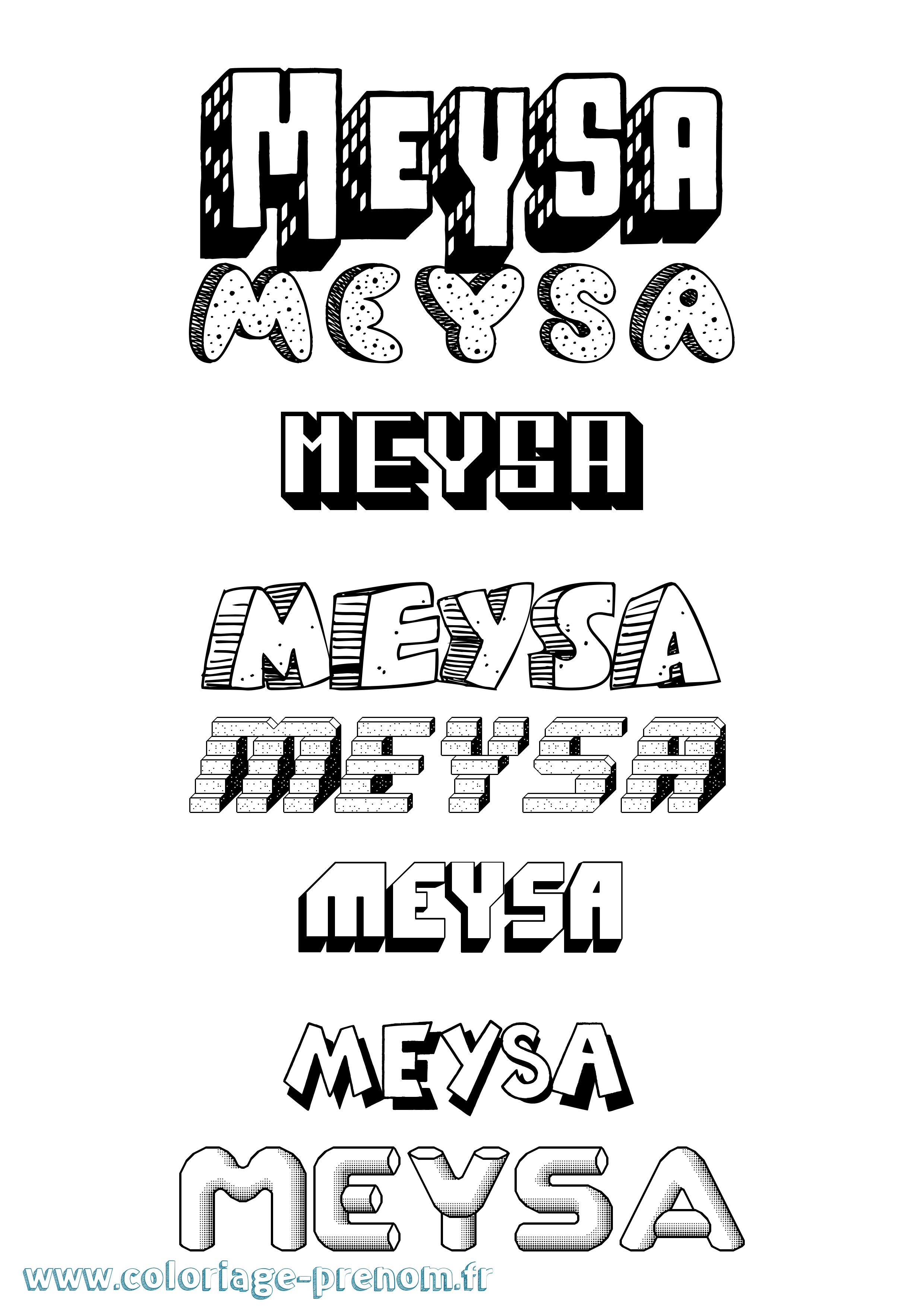Coloriage Meysa Effet 3D Coloriage prénom Meysa Effet 3D