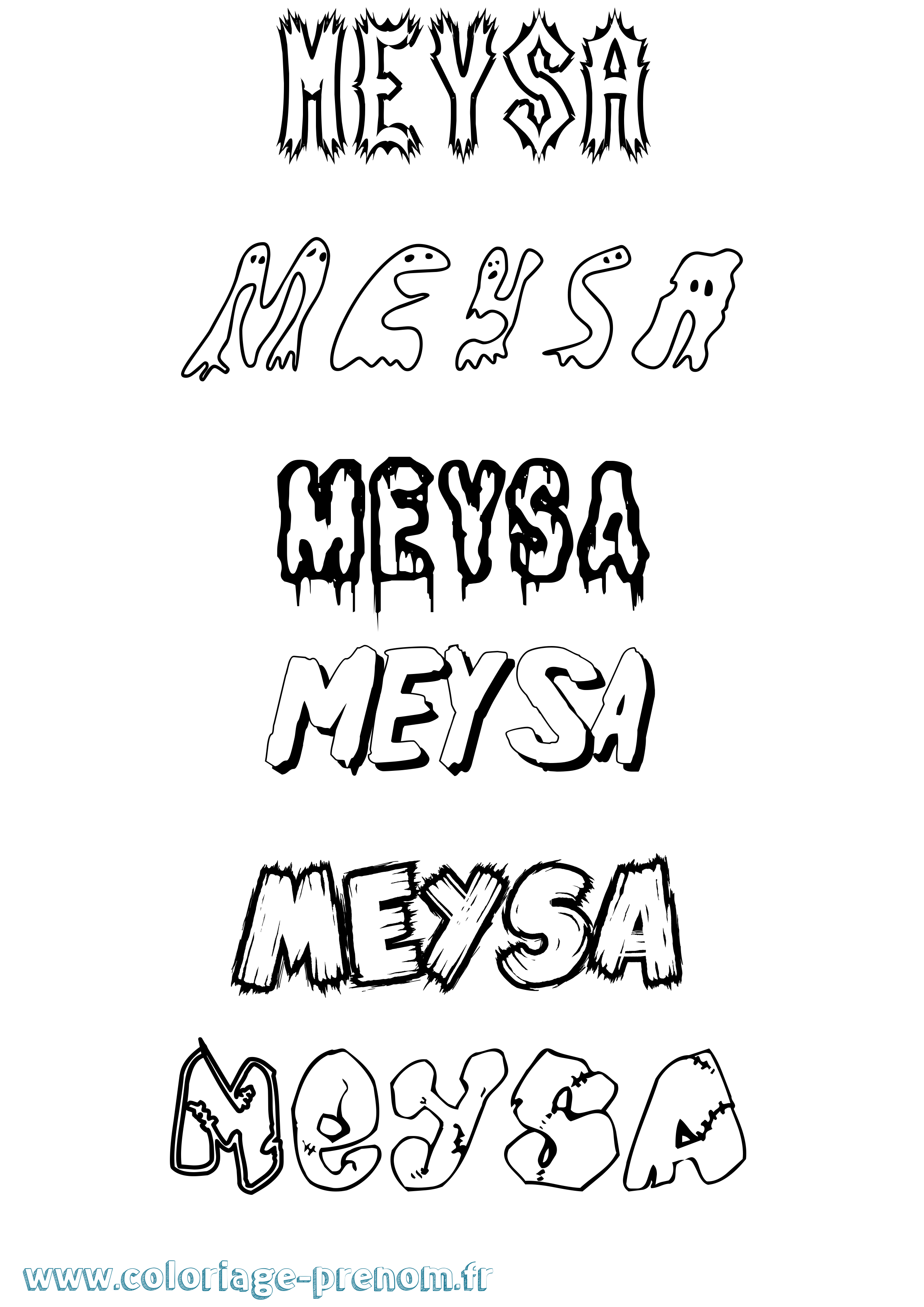 Coloriage Meysa Frisson Coloriage prénom Meysa Frisson