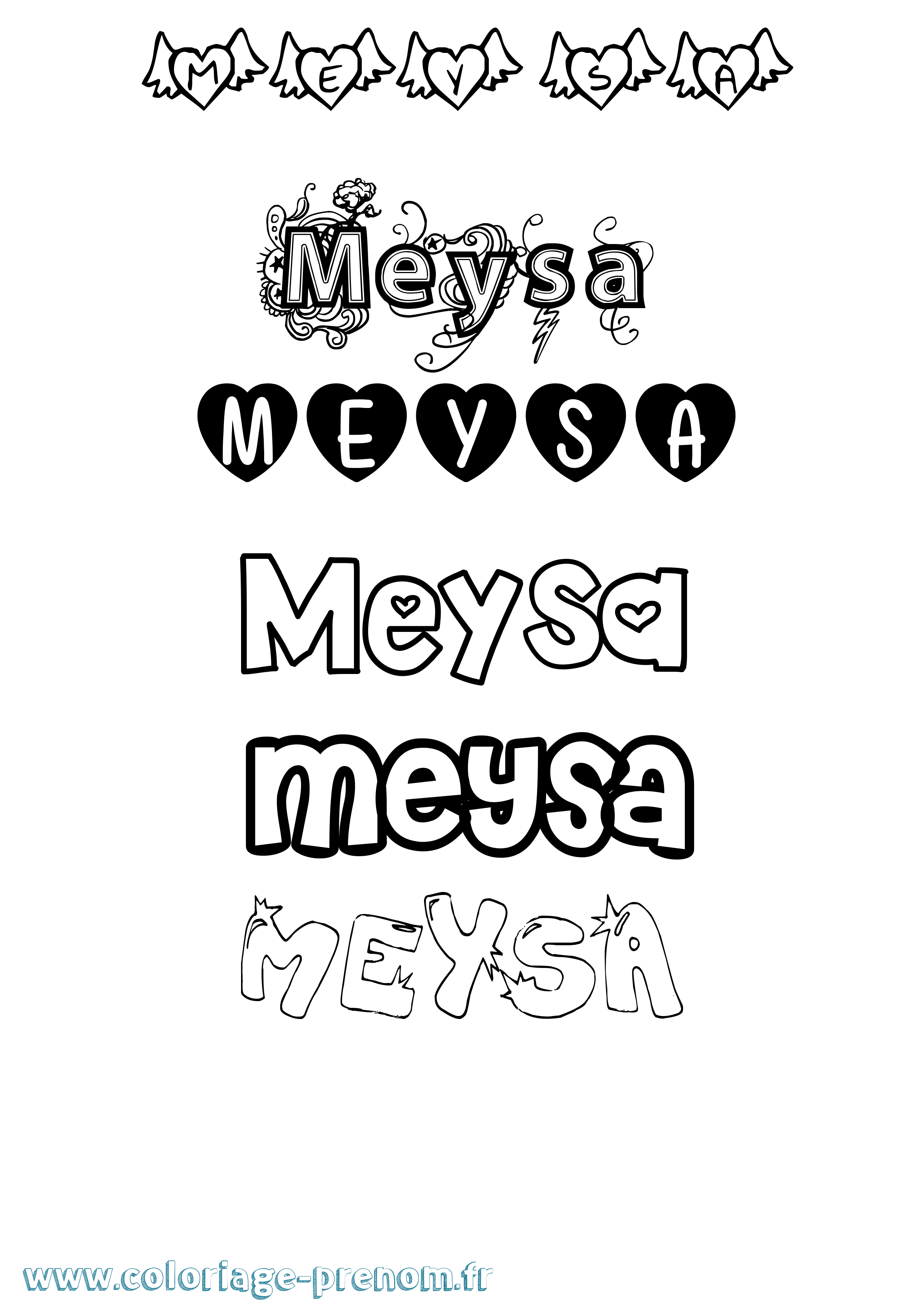 Coloriage Meysa Girly Coloriage prénom Meysa Girly