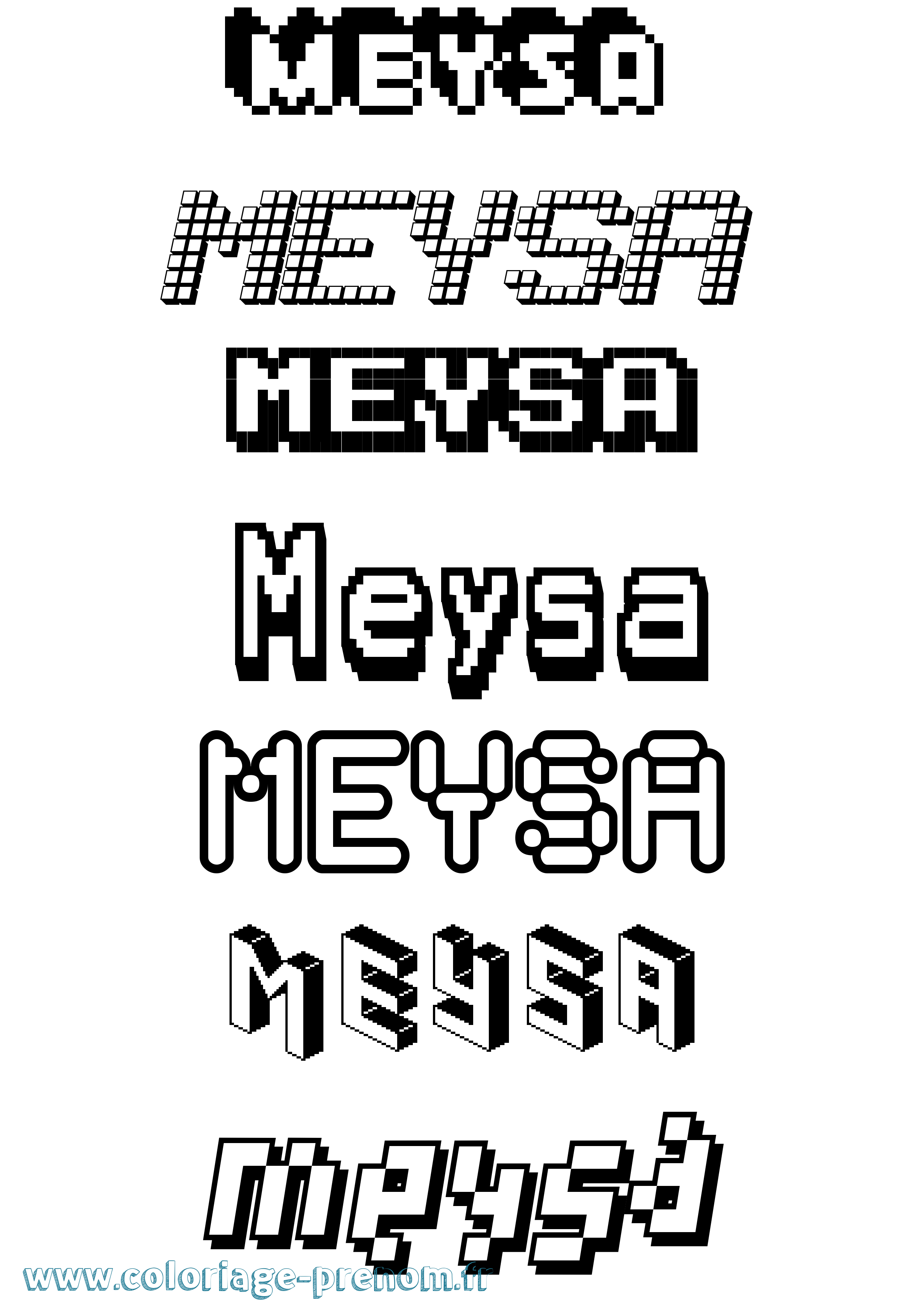 Coloriage Meysa Pixel Coloriage prénom Meysa Pixel