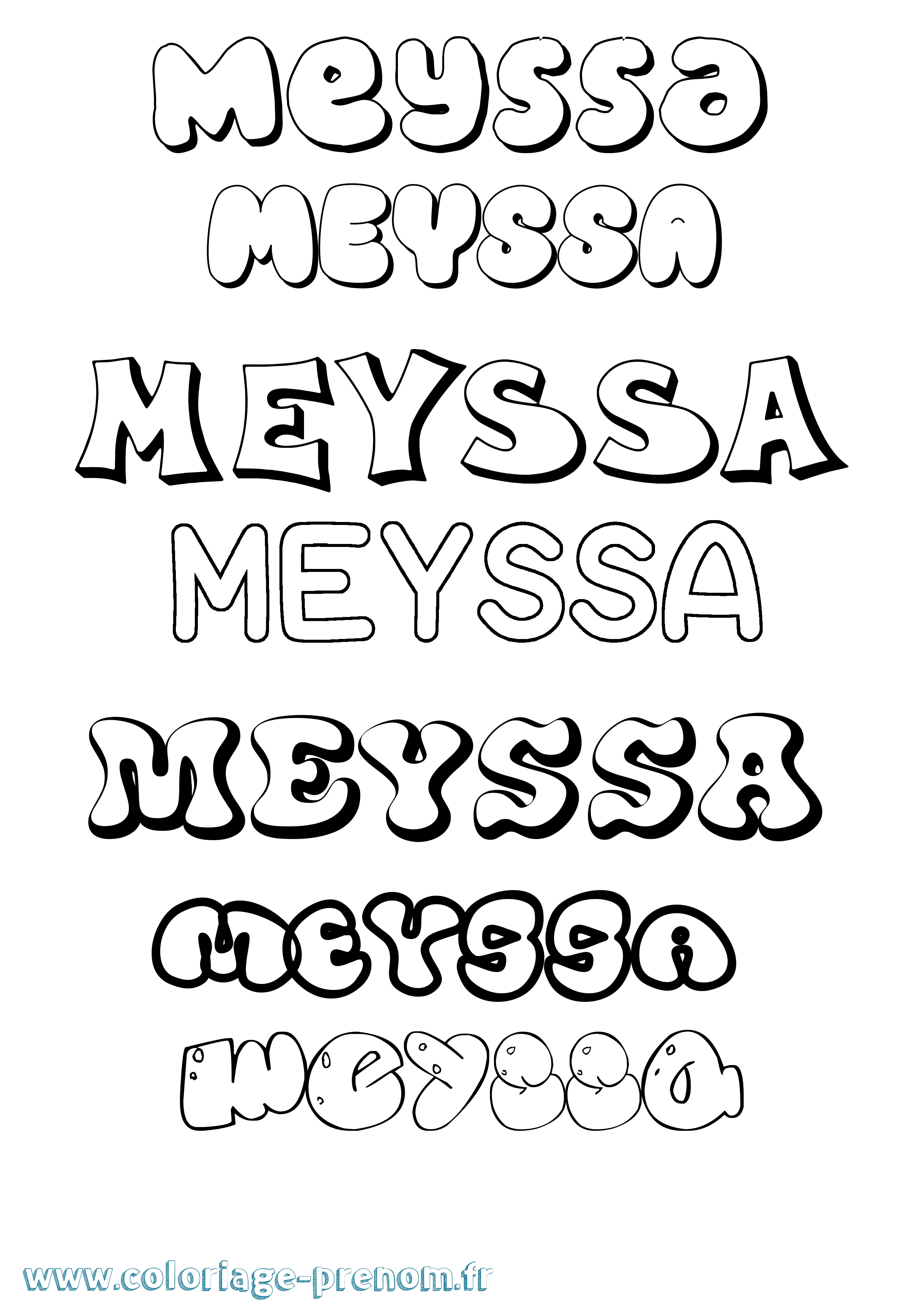 Coloriage Meyssa Bubble Coloriage prénom Meyssa Bubble