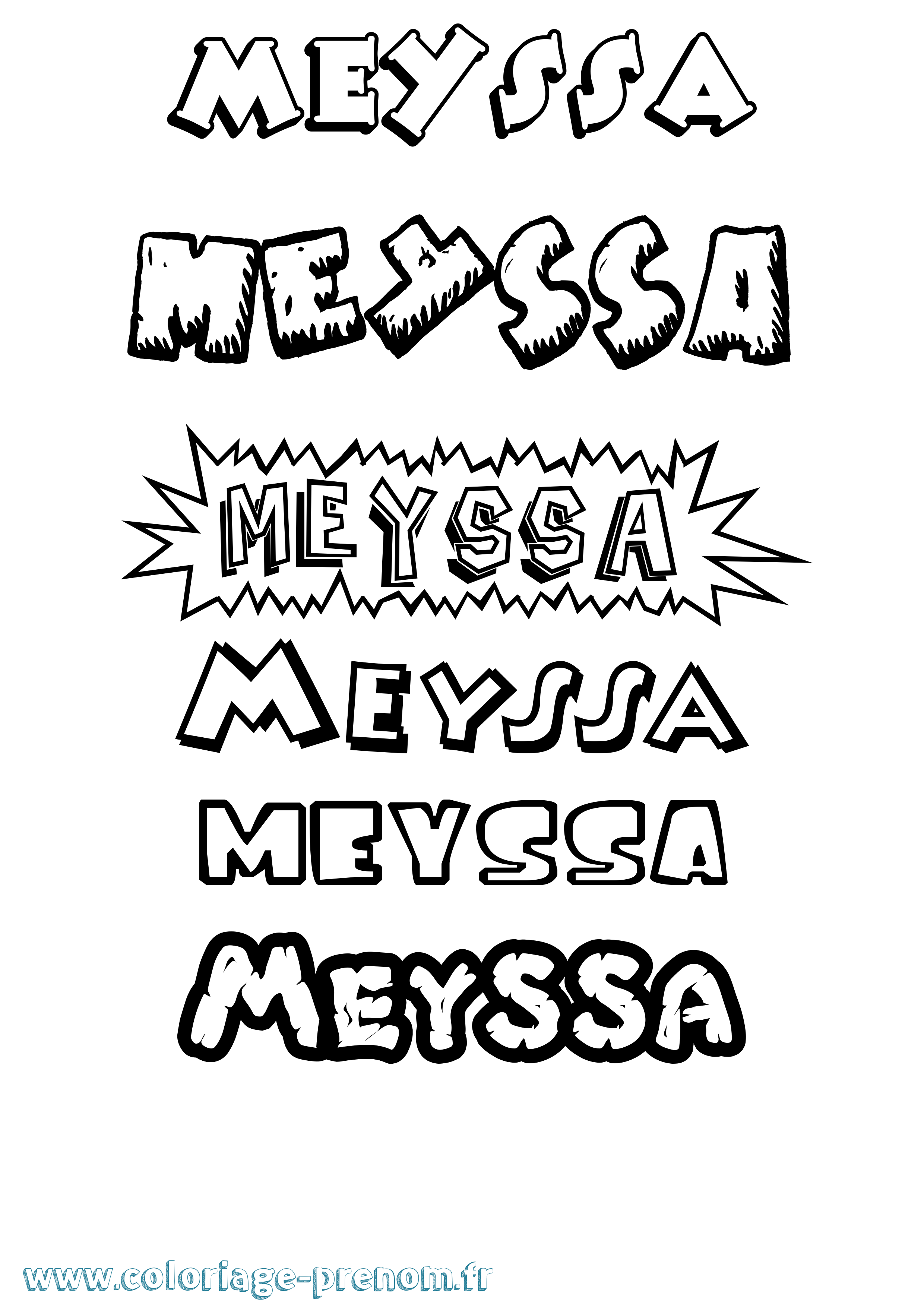 Coloriage Meyssa Dessin Animé Coloriage prénom Meyssa Dessin Animé