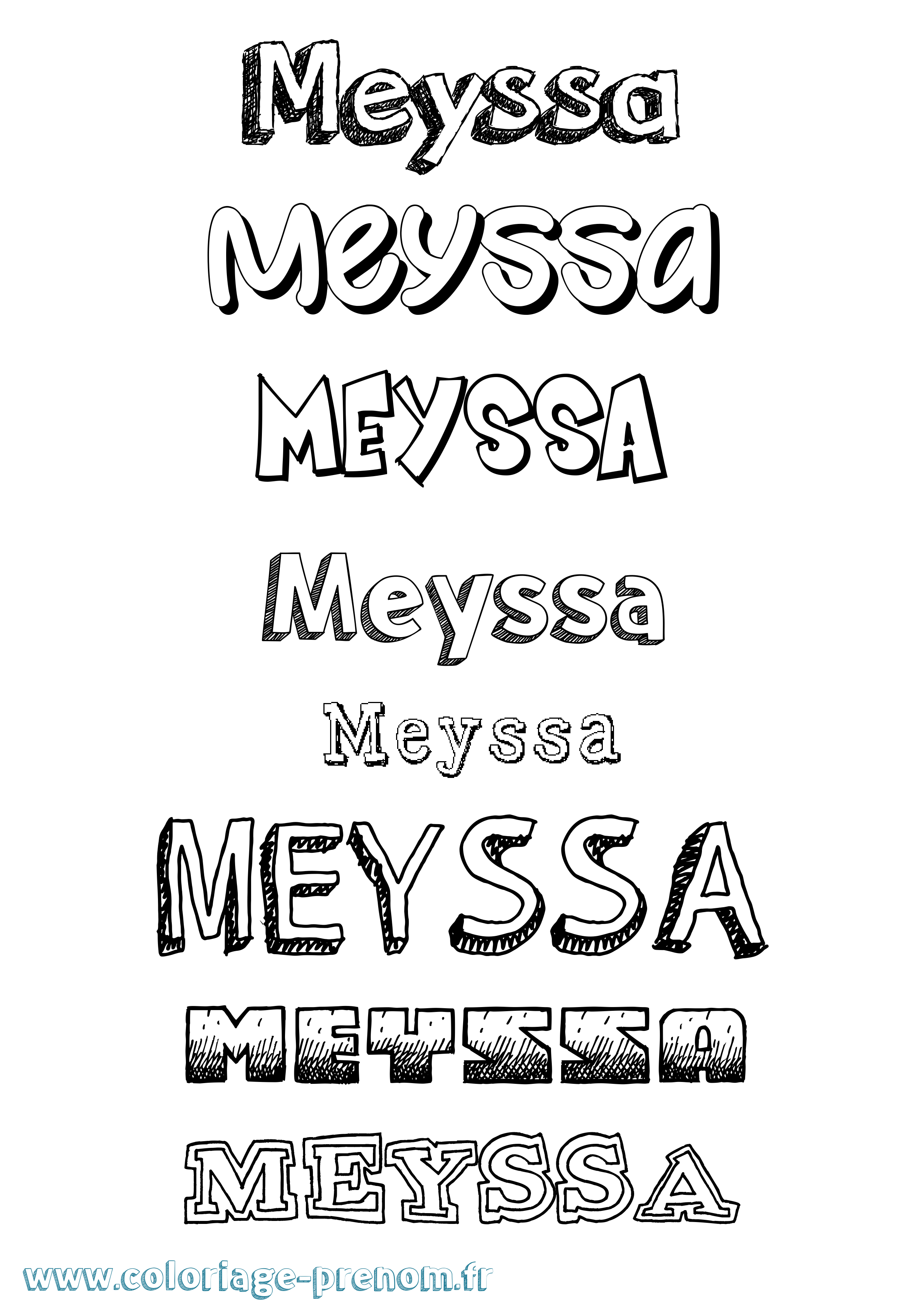 Coloriage Meyssa Dessiné Coloriage prénom Meyssa Dessiné