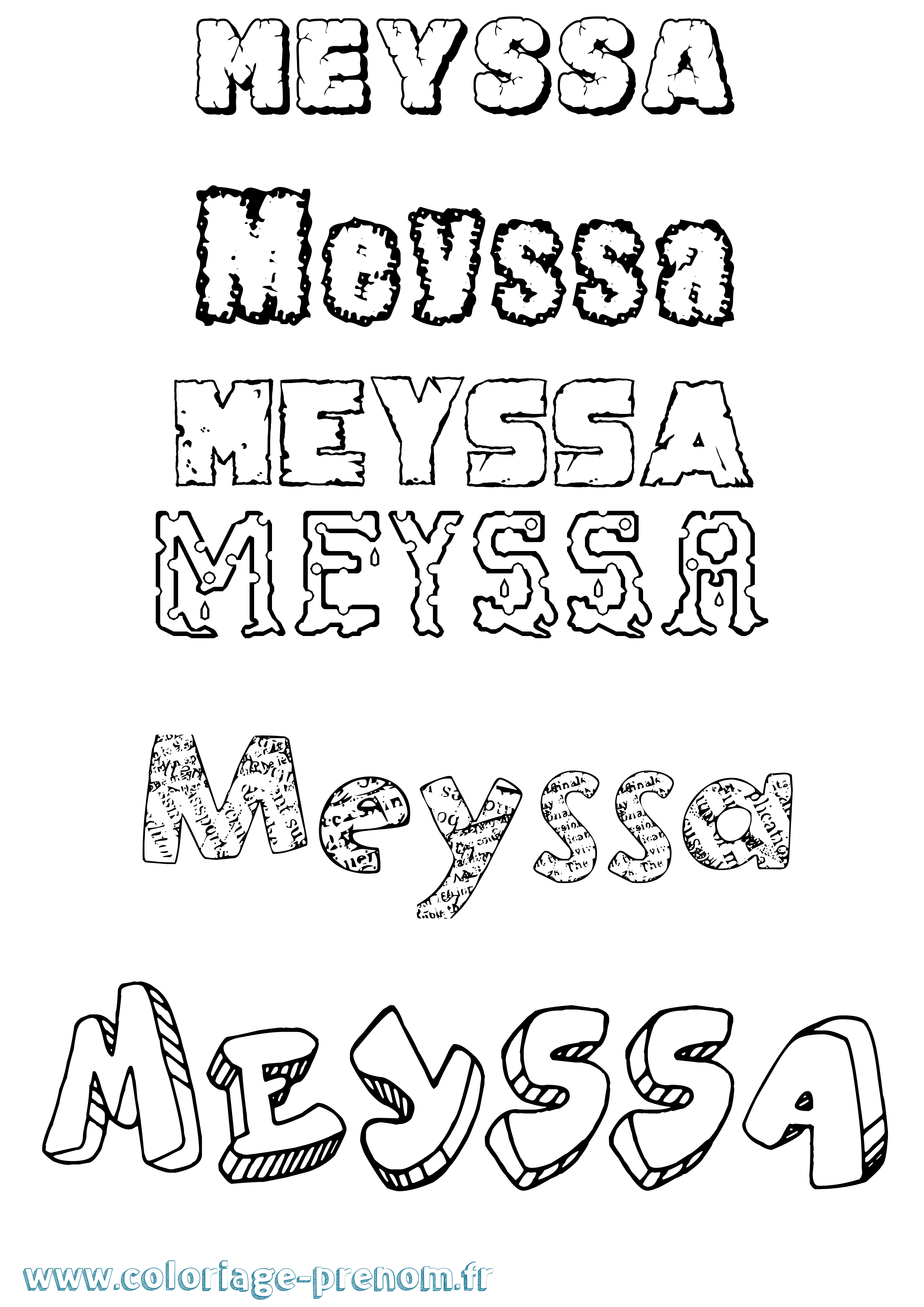 Coloriage Meyssa Destructuré Coloriage prénom Meyssa Destructuré