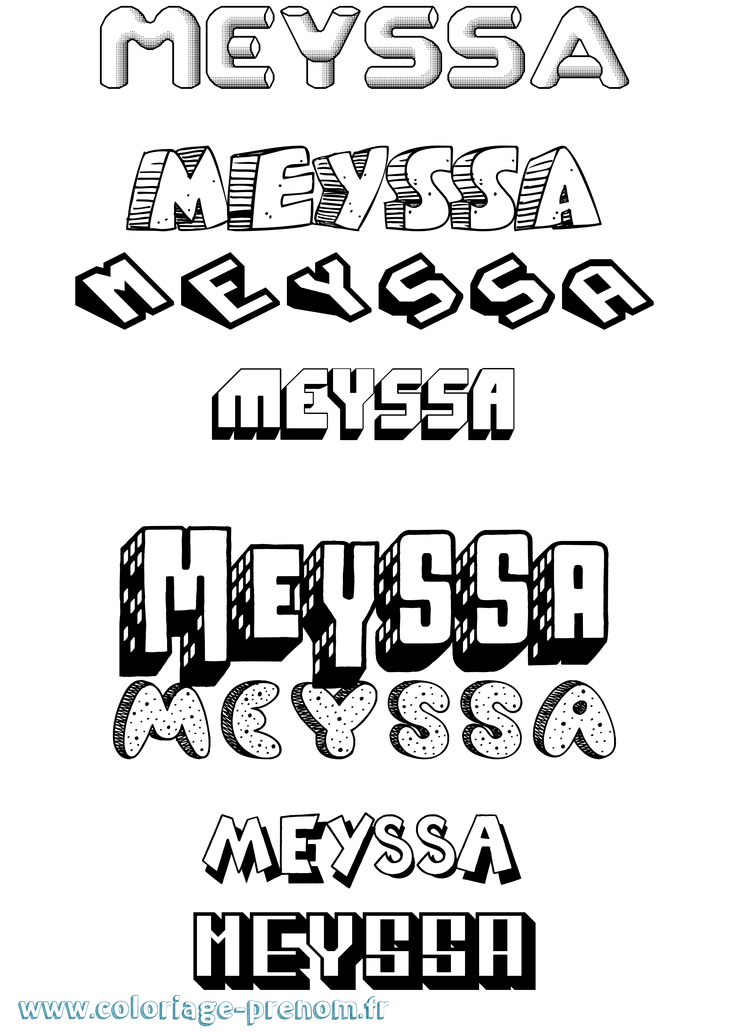 Coloriage Meyssa Effet 3D Coloriage prénom Meyssa Effet 3D
