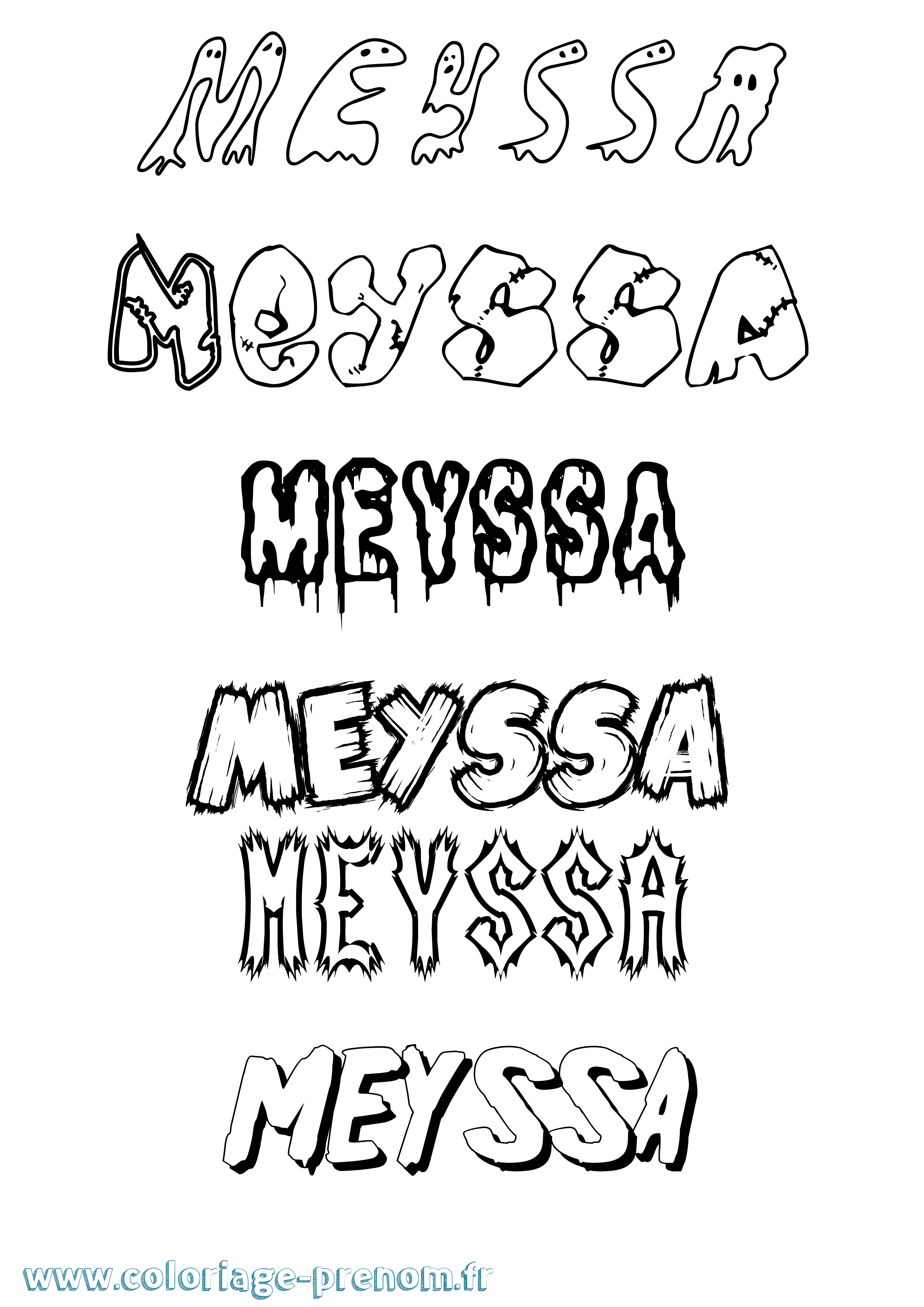 Coloriage Meyssa Frisson Coloriage prénom Meyssa Frisson