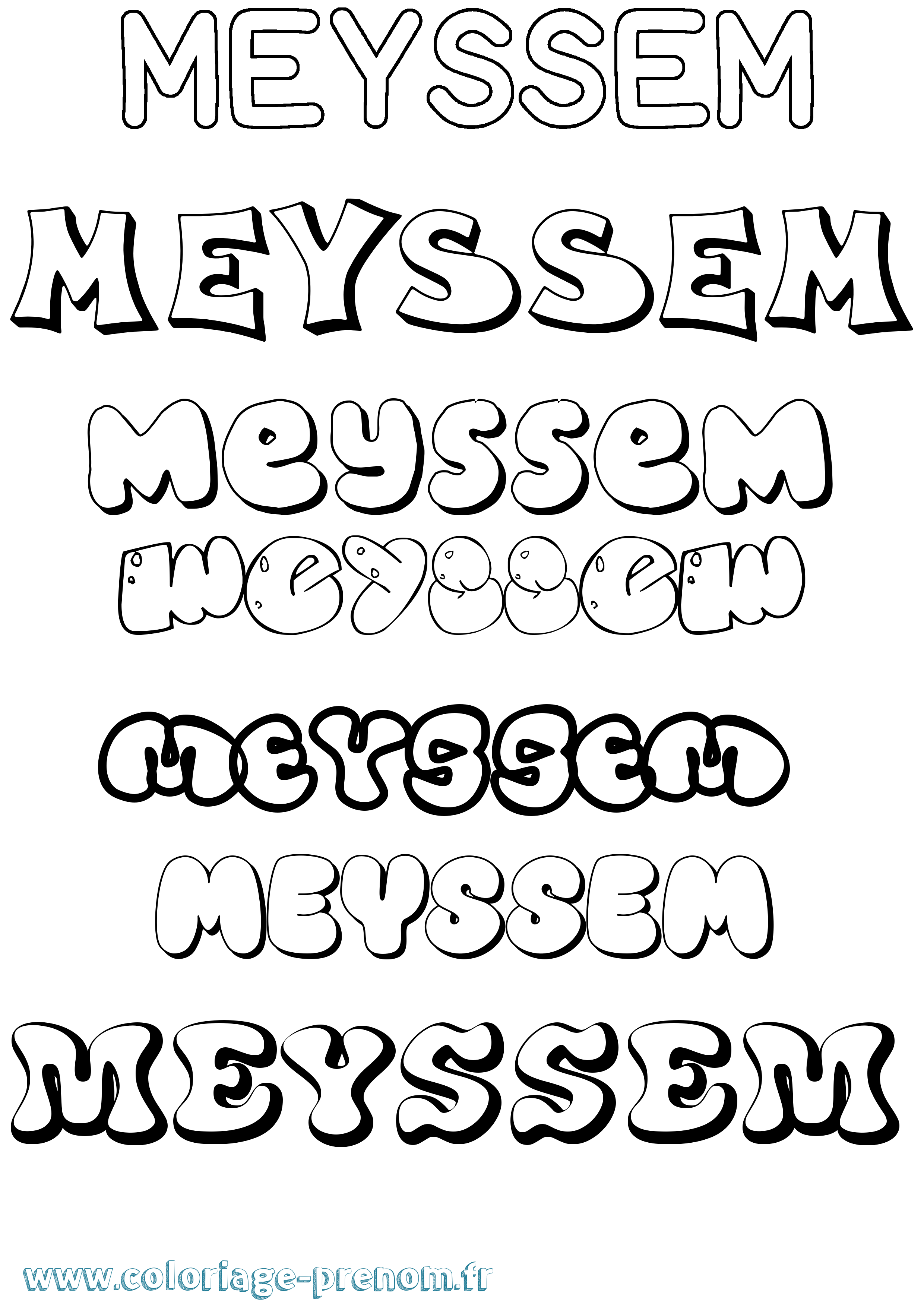 Coloriage Meyssem Bubble Coloriage prénom Meyssem Bubble
