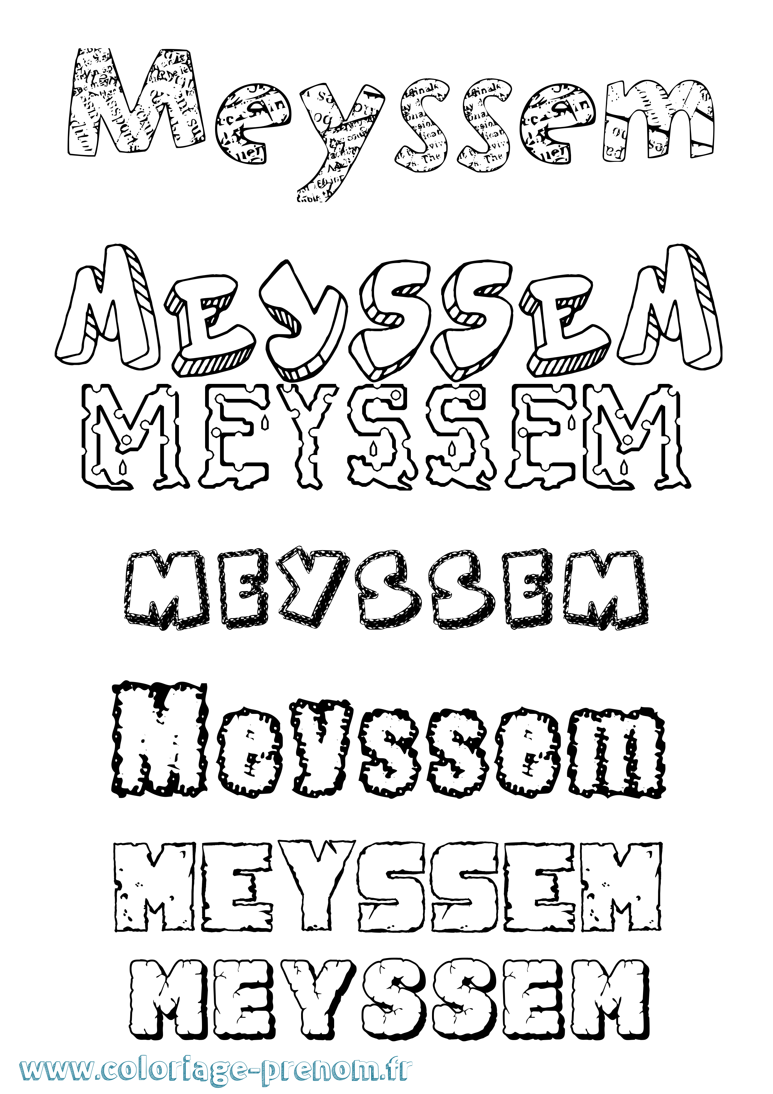 Coloriage Meyssem Destructuré Coloriage prénom Meyssem Destructuré
