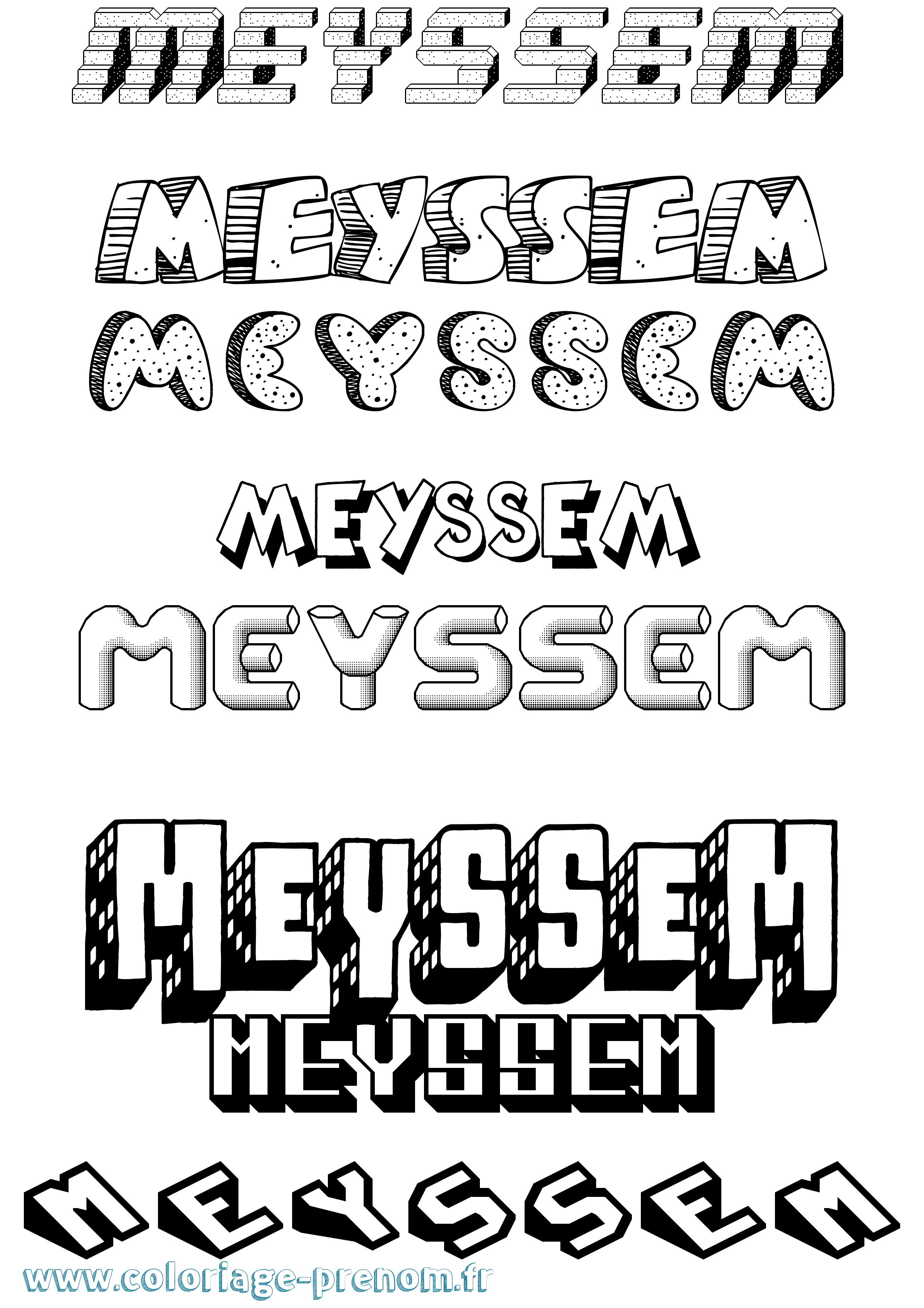 Coloriage Meyssem Effet 3D Coloriage prénom Meyssem Effet 3D