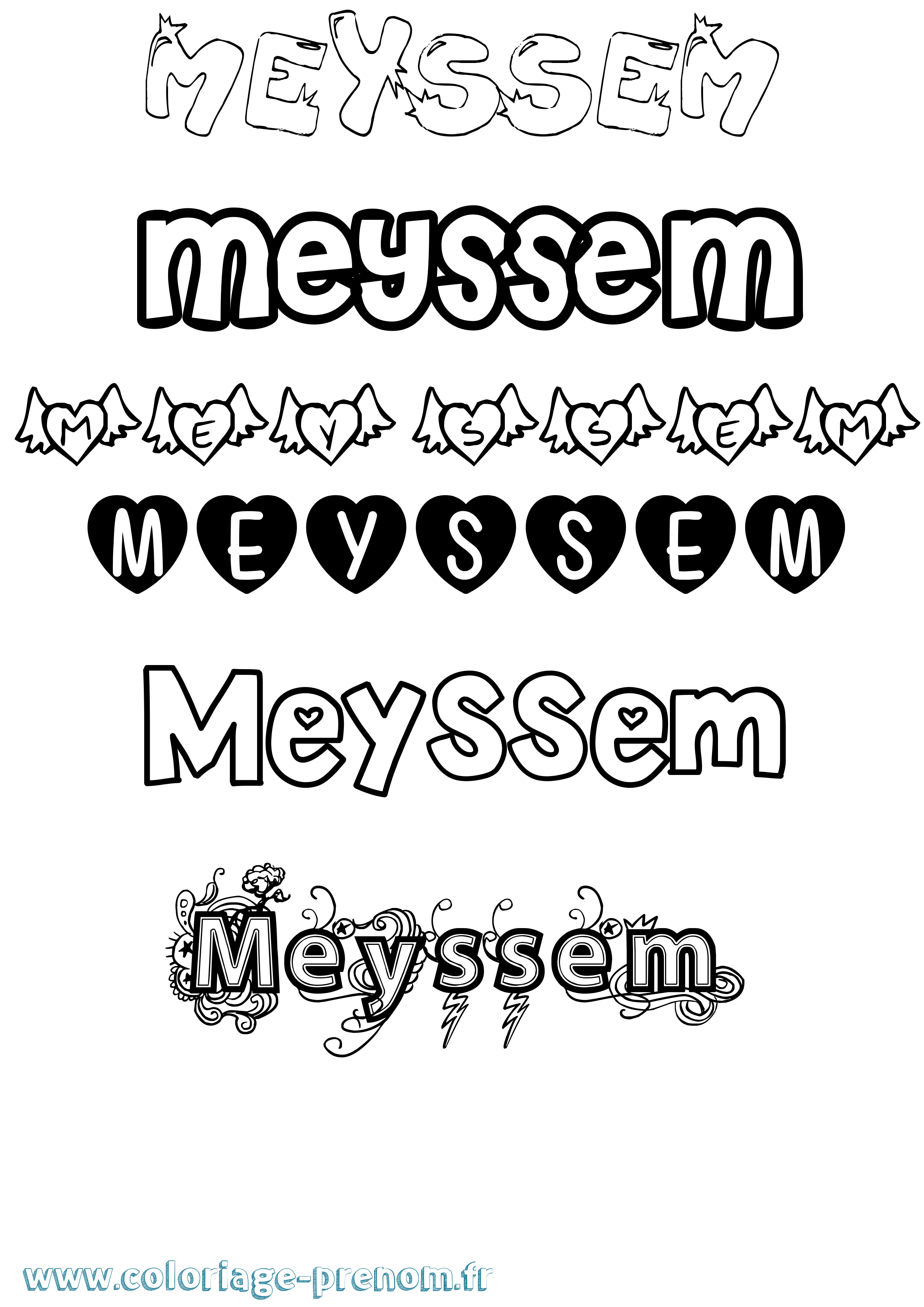 Coloriage Meyssem Girly Coloriage prénom Meyssem Girly