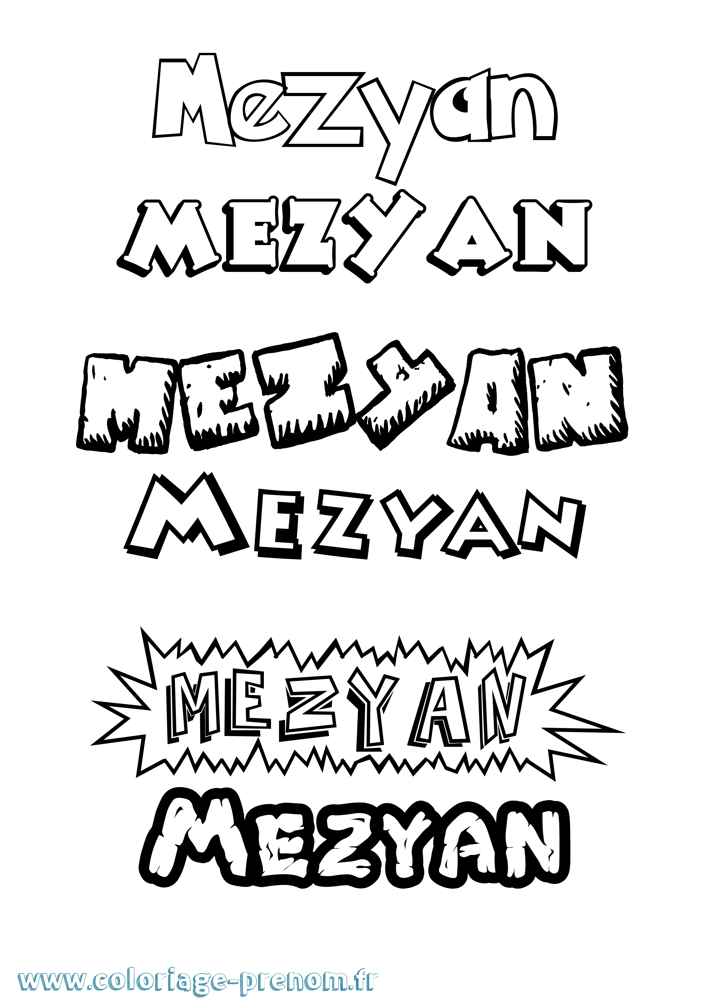Coloriage Mezyan Dessin Animé Coloriage prénom Mezyan Dessin Animé