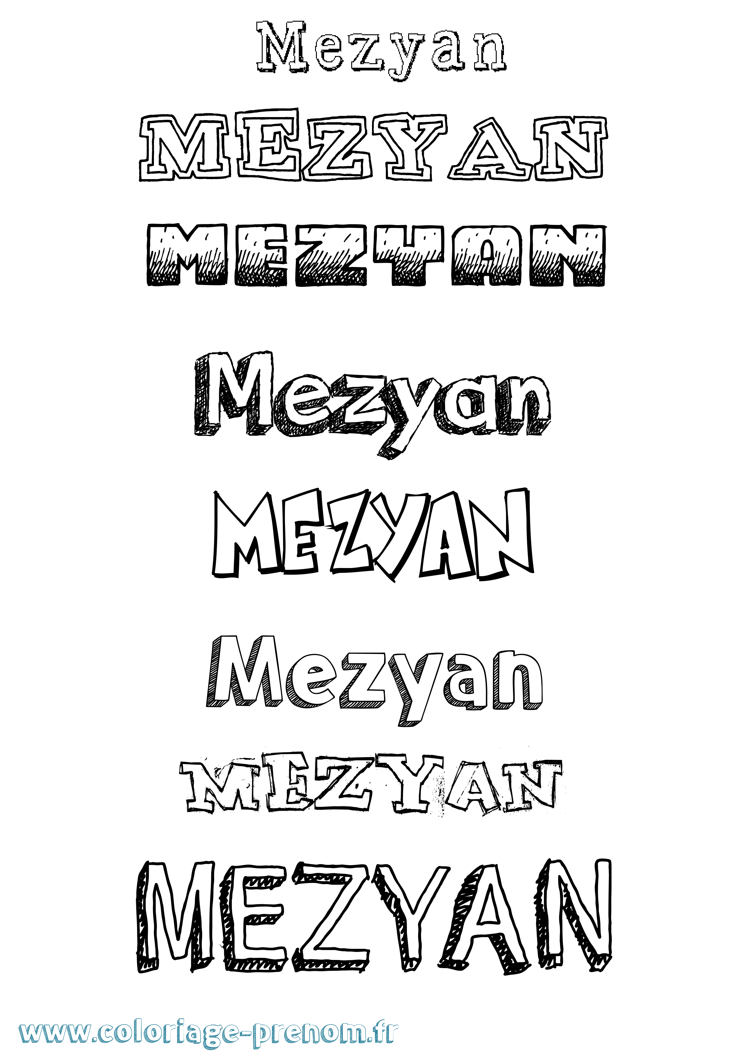 Coloriage Mezyan Dessiné Coloriage prénom Mezyan Dessiné