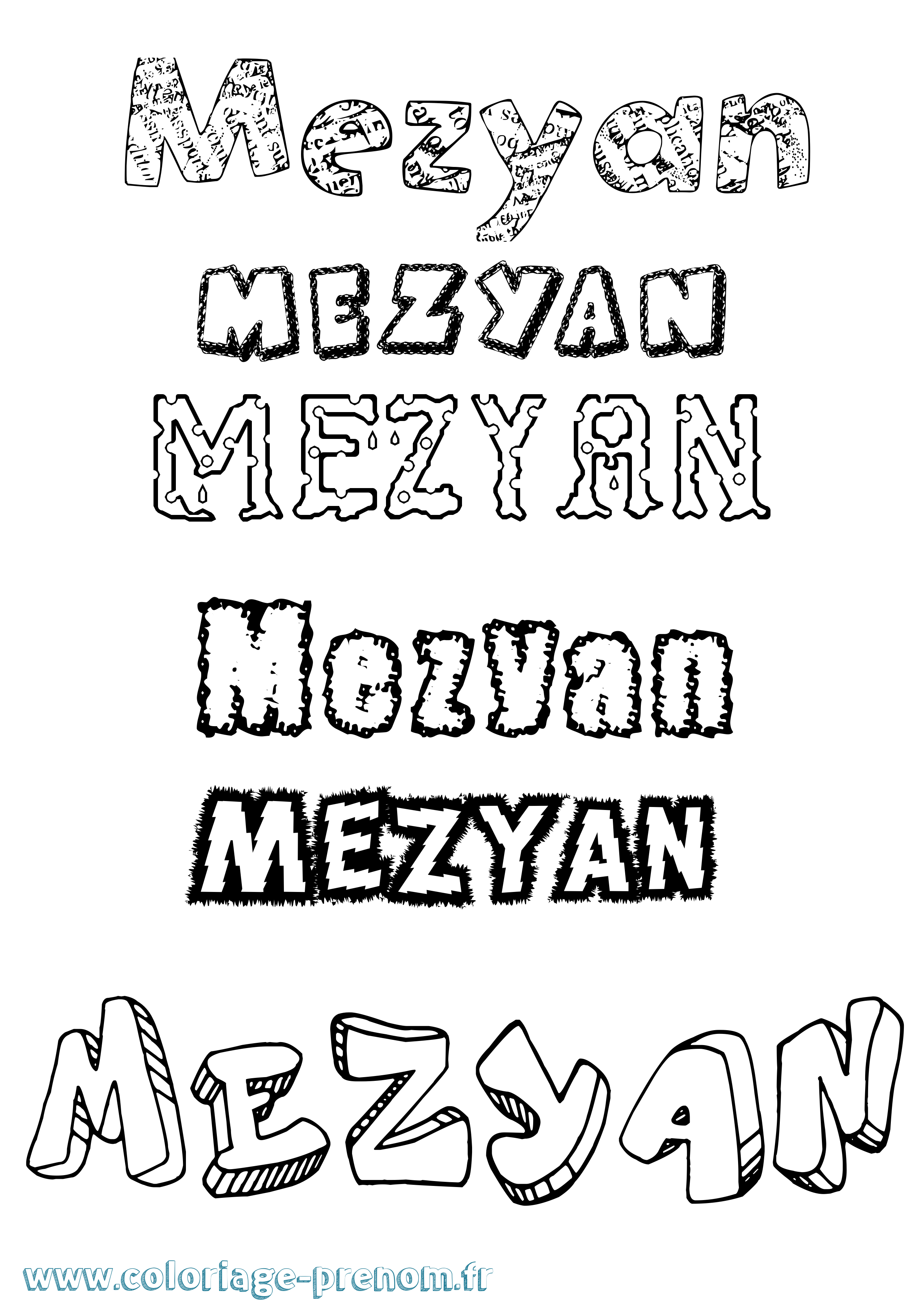 Coloriage Mezyan Destructuré Coloriage prénom Mezyan Destructuré