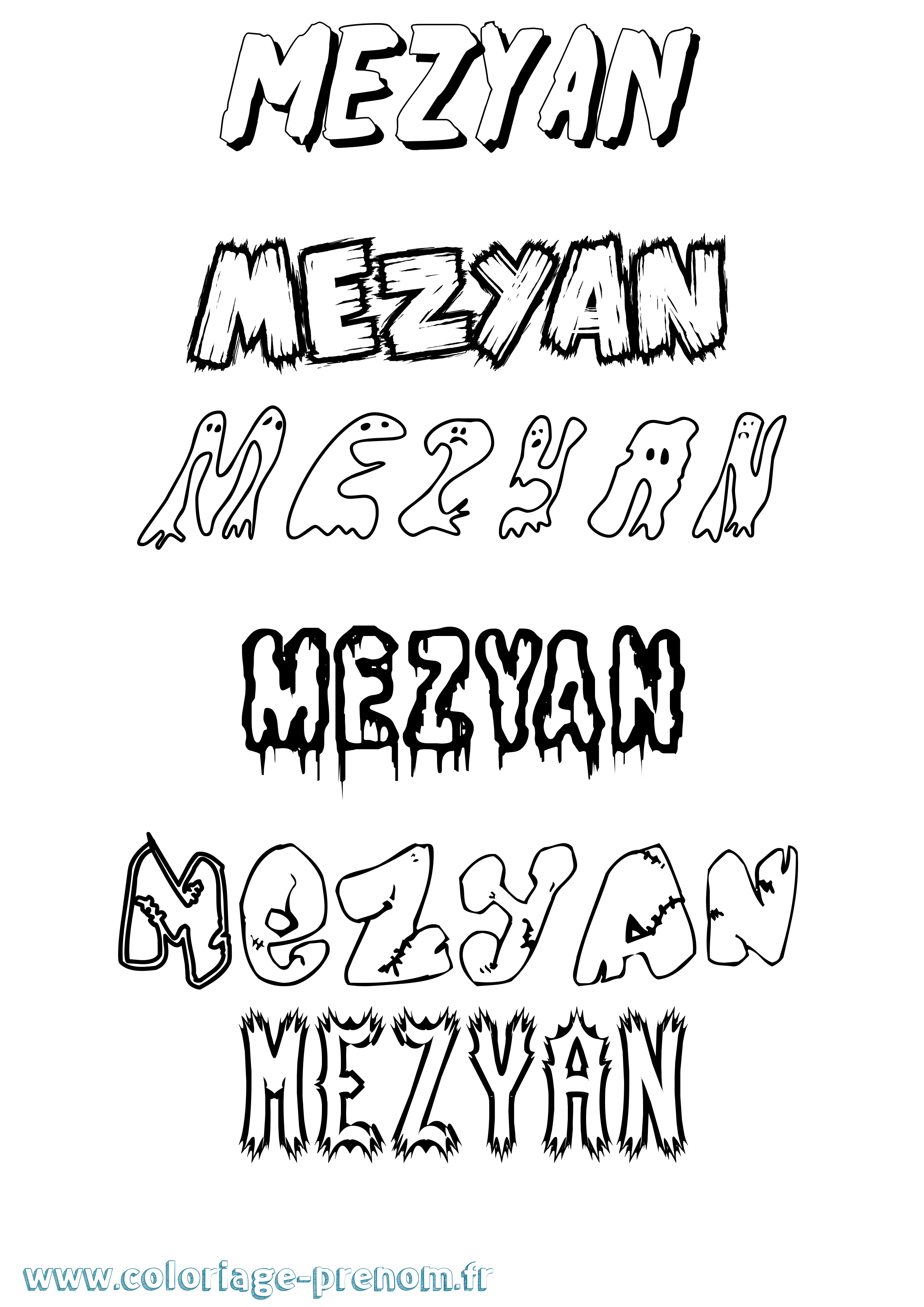 Coloriage Mezyan Frisson Coloriage prénom Mezyan Frisson