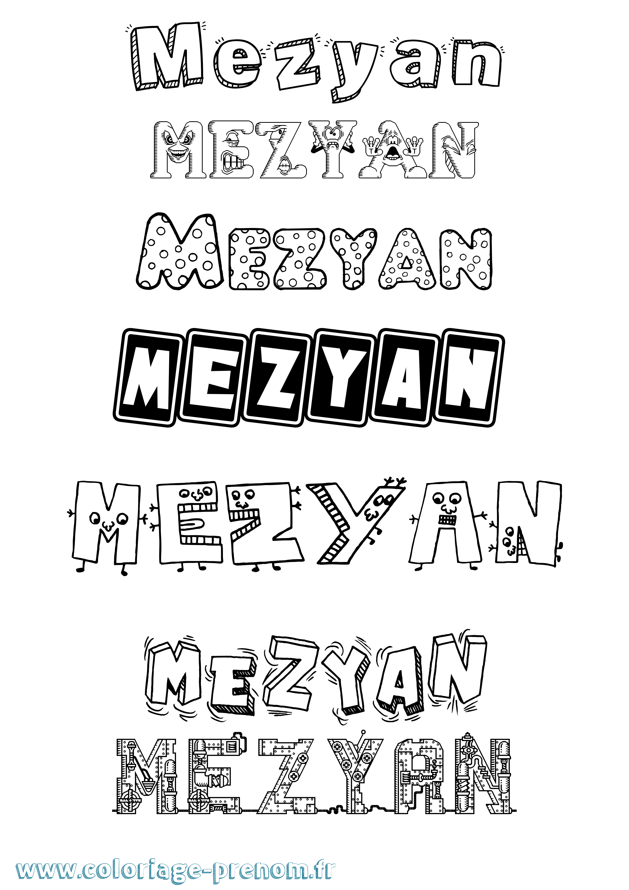 Coloriage Mezyan Fun Coloriage prénom Mezyan Fun
