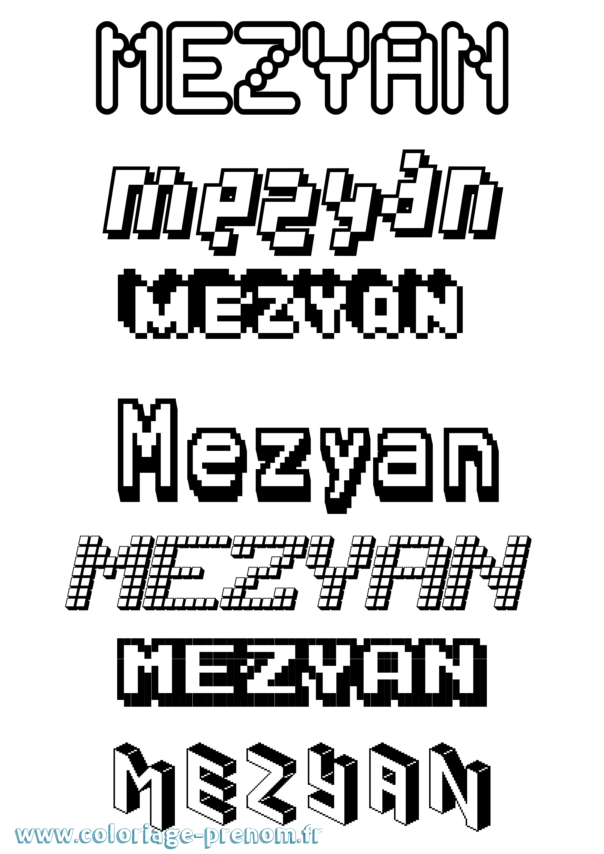 Coloriage Mezyan Pixel Coloriage prénom Mezyan Pixel