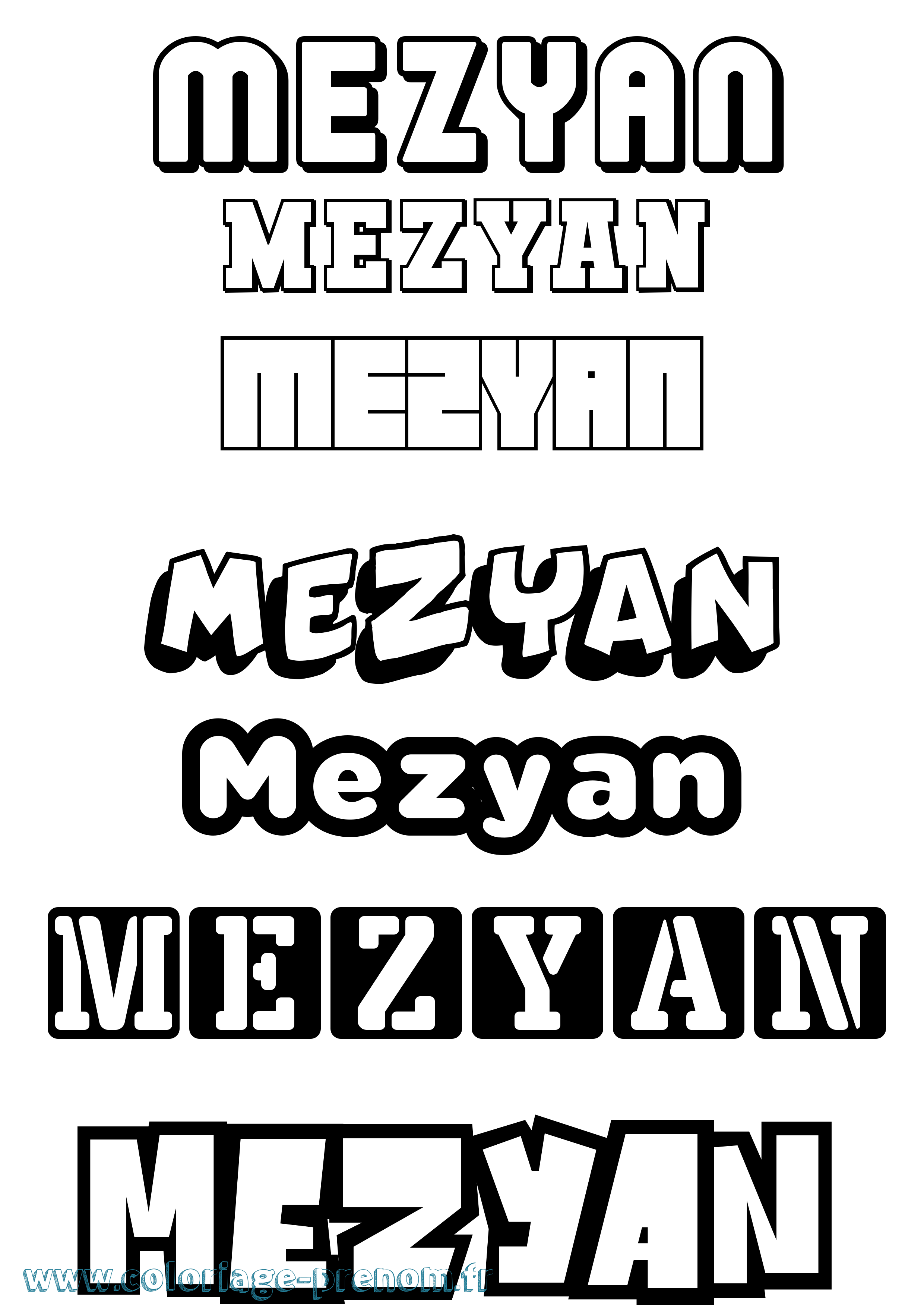 Coloriage Mezyan Simple Coloriage prénom Mezyan Simple