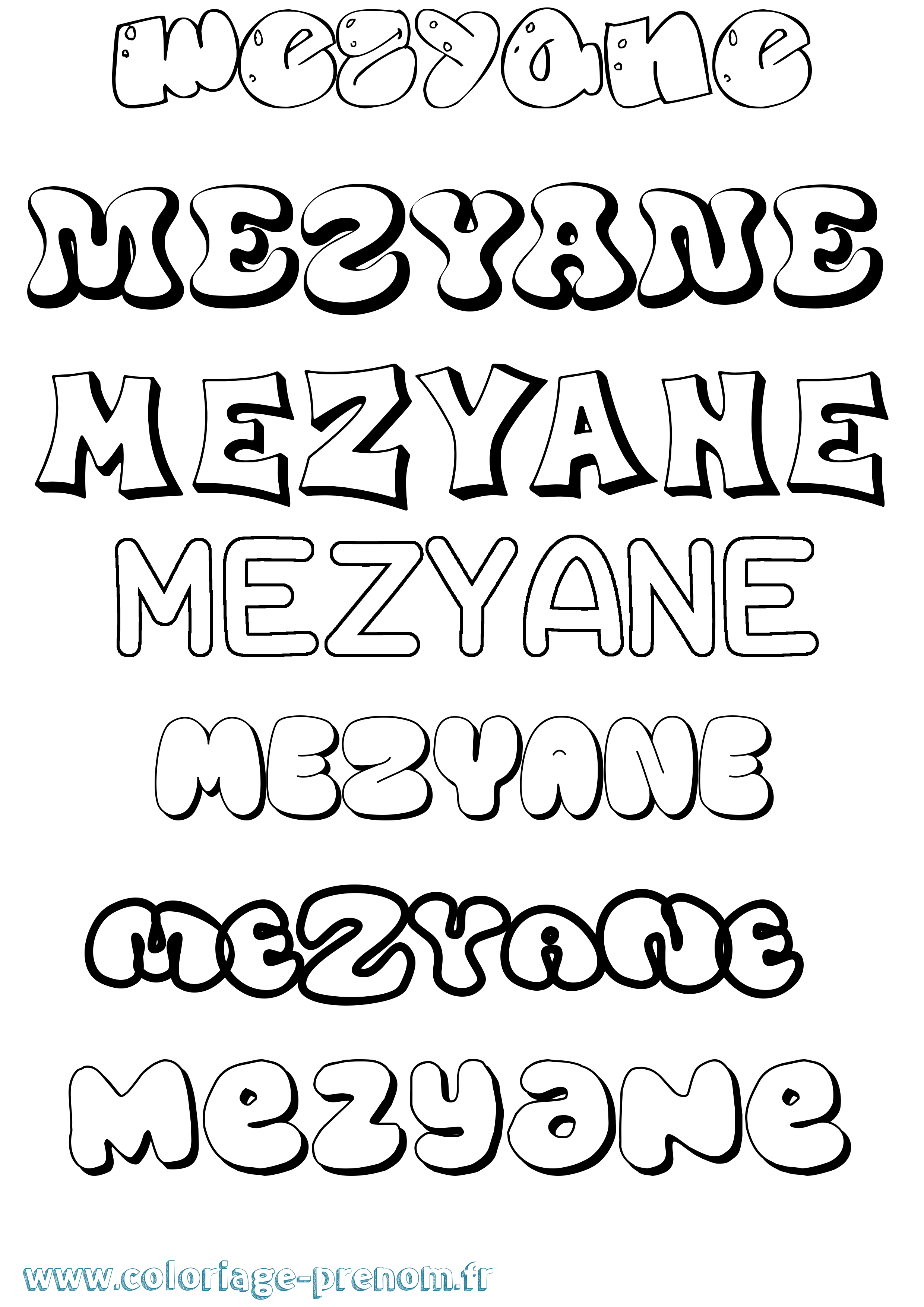 Coloriage Mezyane Bubble Coloriage prénom Mezyane Bubble
