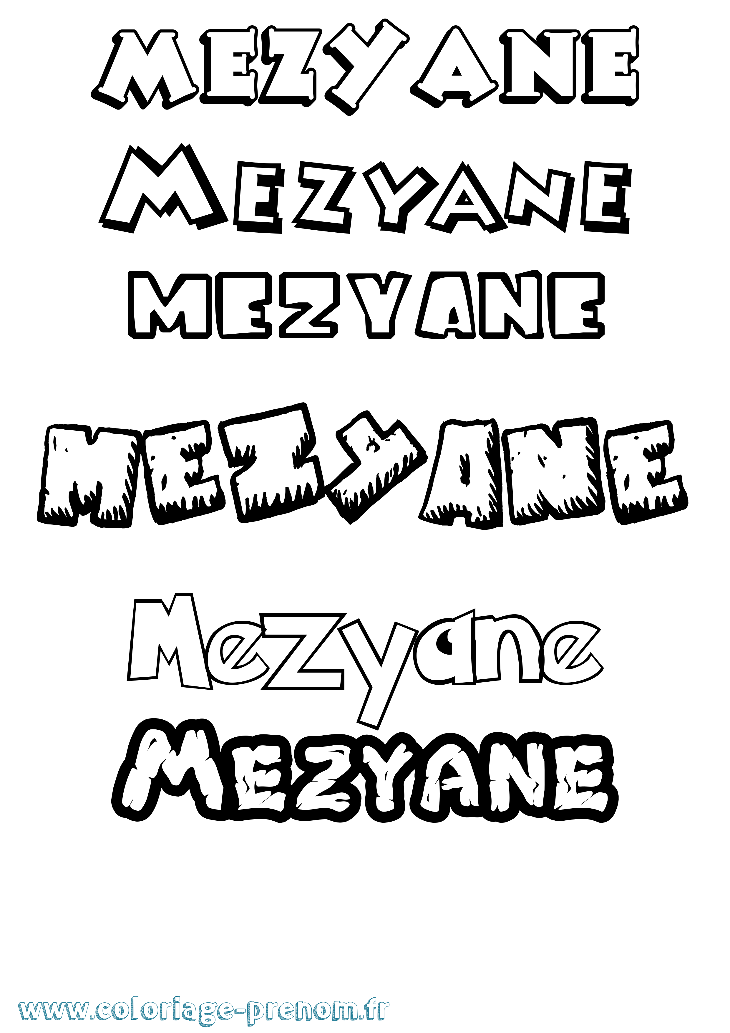 Coloriage Mezyane Dessin Animé Coloriage prénom Mezyane Dessin Animé