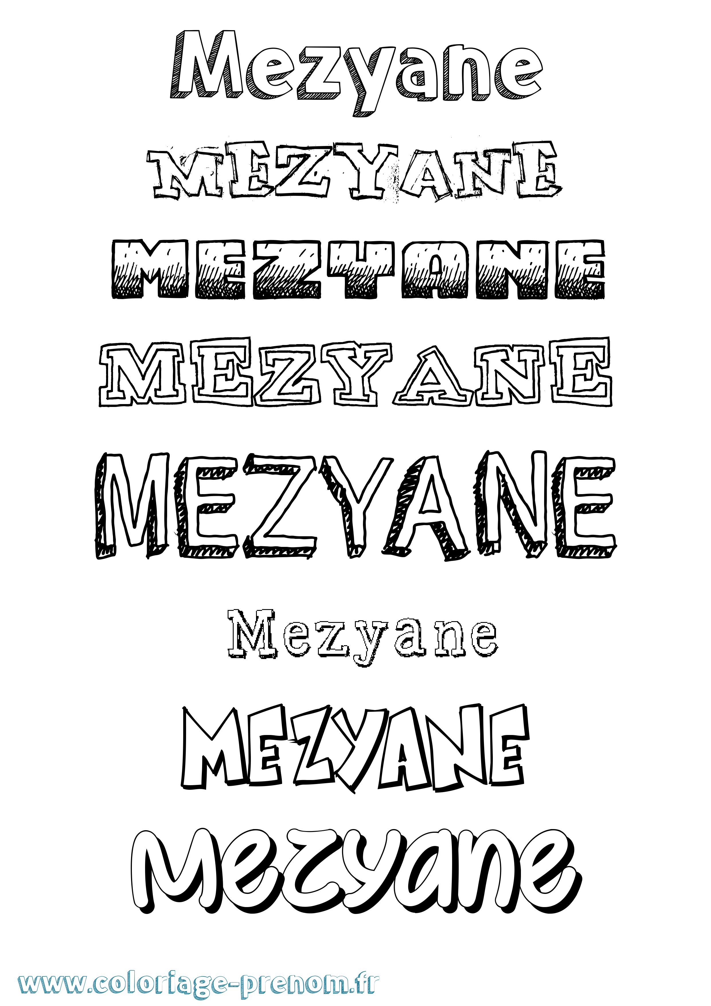 Coloriage Mezyane Dessiné Coloriage prénom Mezyane Dessiné