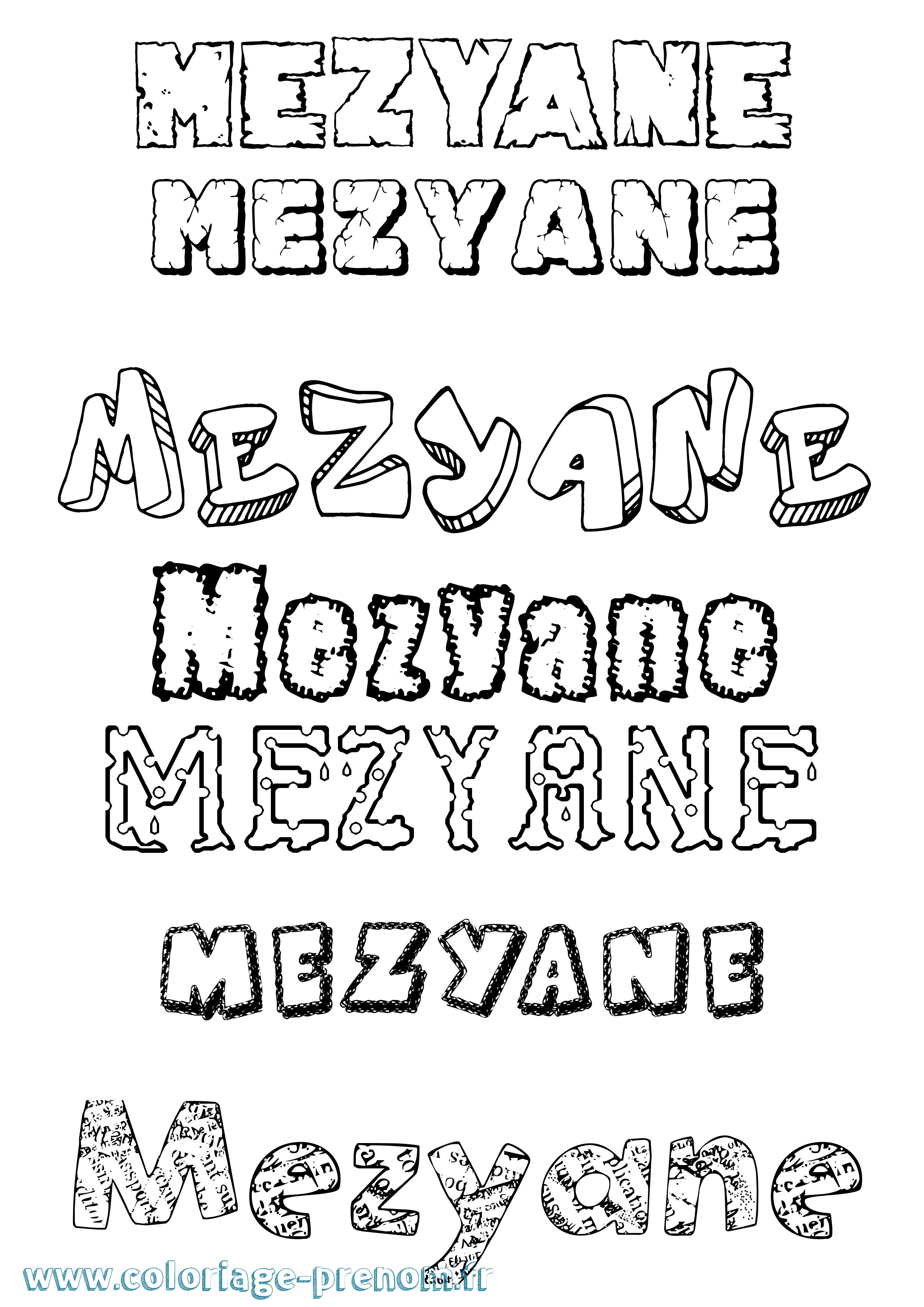 Coloriage Mezyane Destructuré Coloriage prénom Mezyane Destructuré