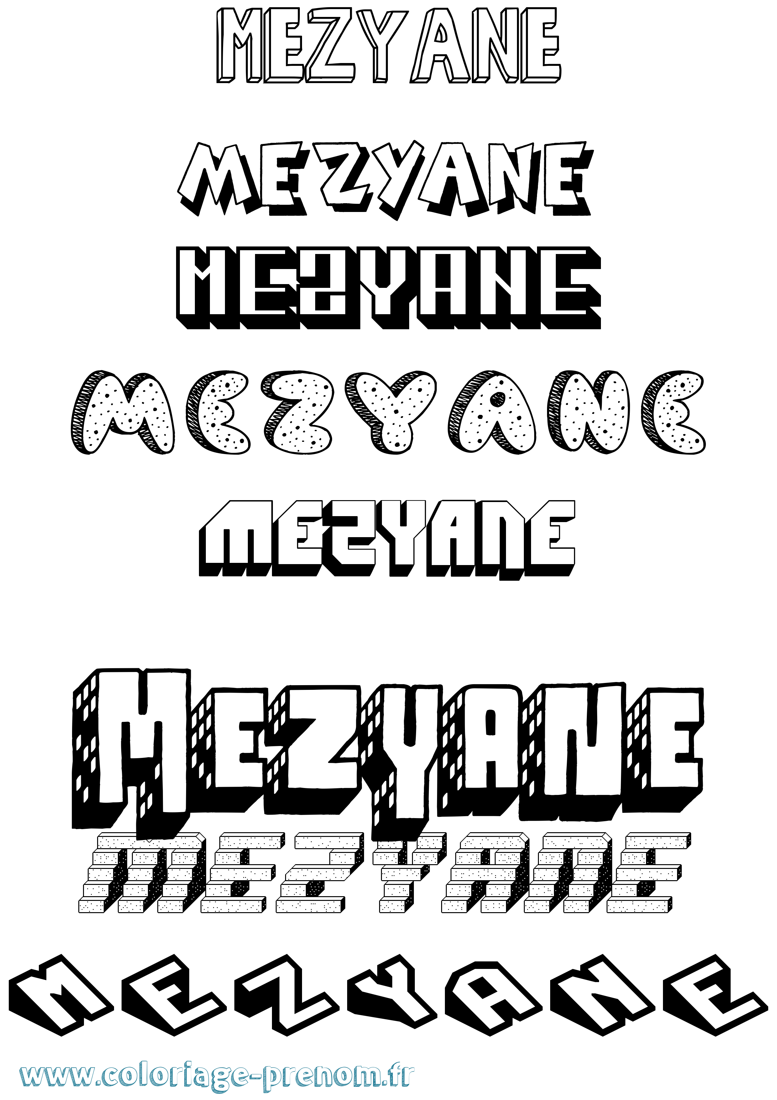 Coloriage Mezyane Effet 3D Coloriage prénom Mezyane Effet 3D