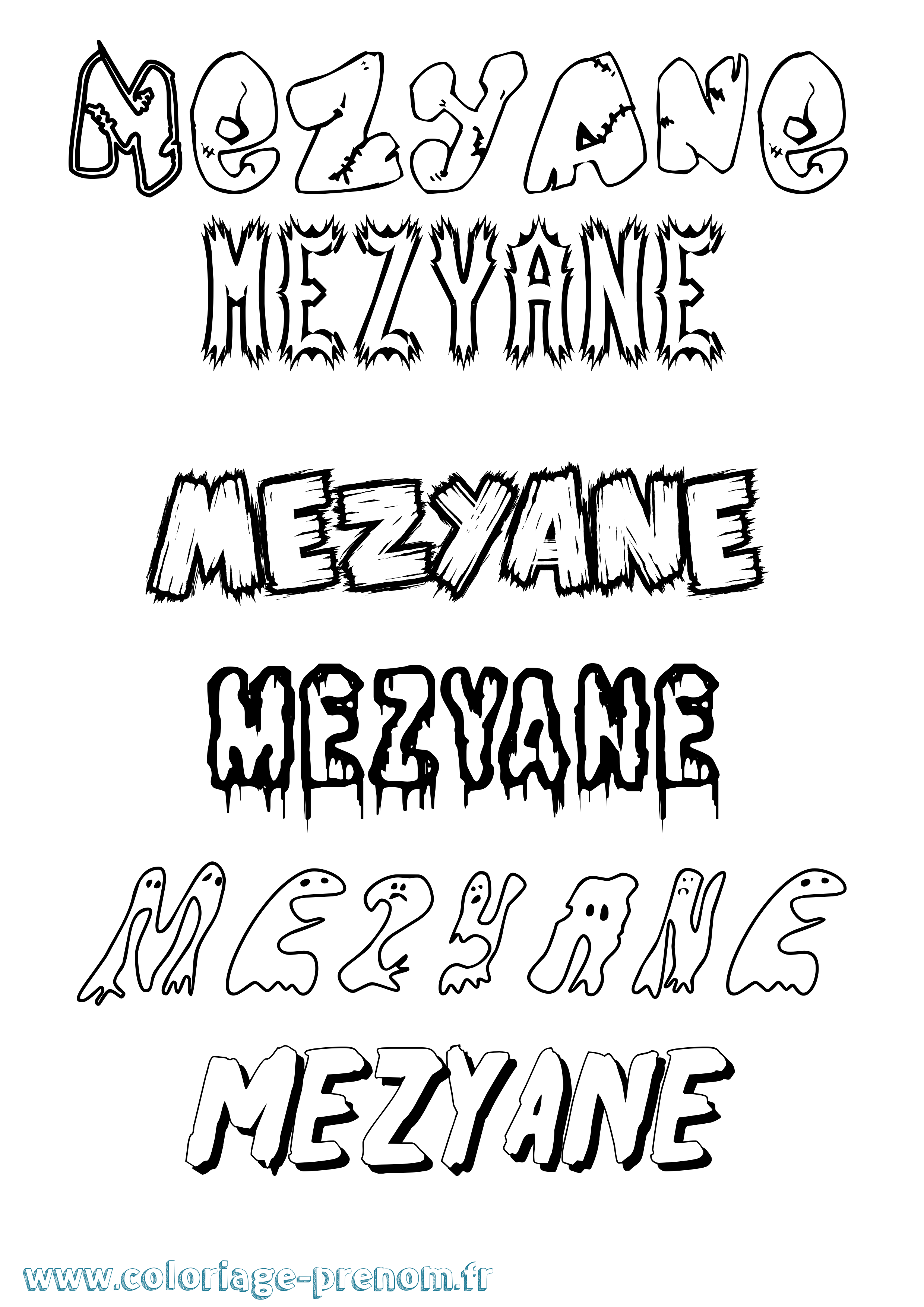 Coloriage Mezyane Frisson Coloriage prénom Mezyane Frisson