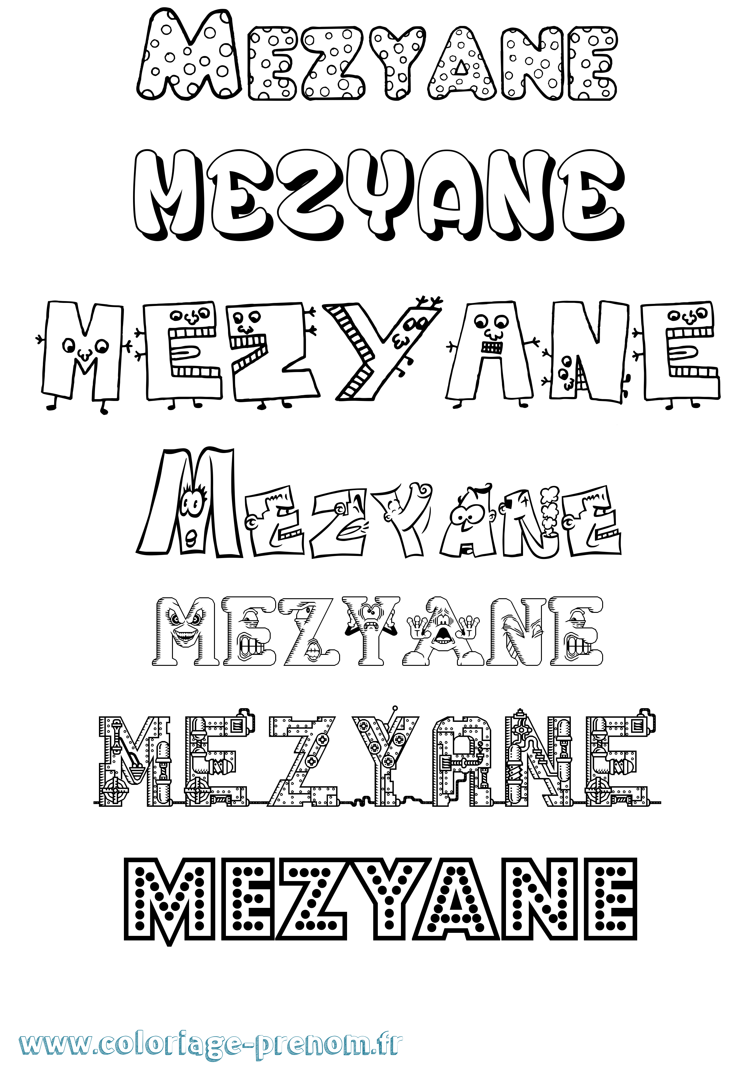 Coloriage Mezyane Fun Coloriage prénom Mezyane Fun