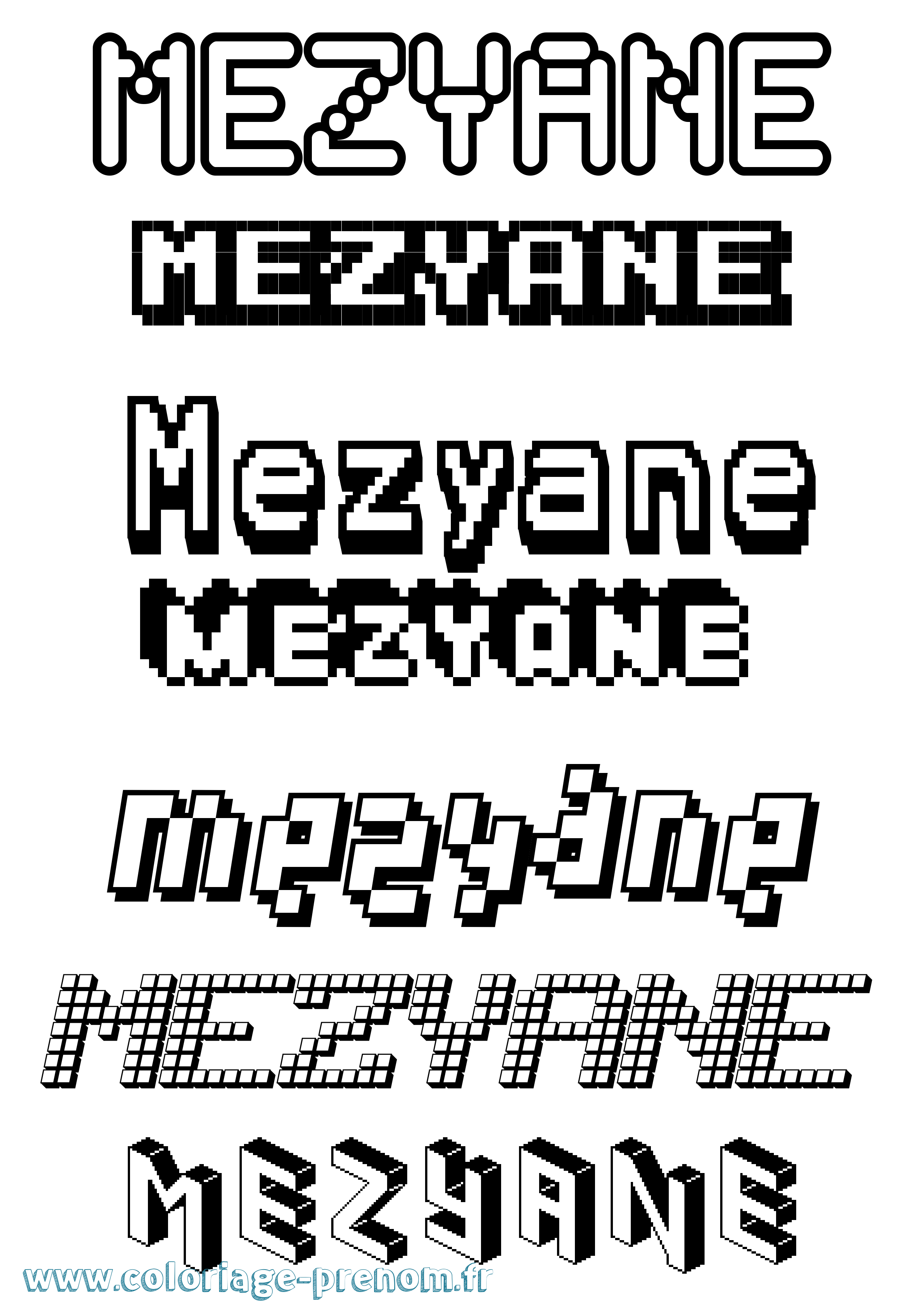 Coloriage Mezyane Pixel Coloriage prénom Mezyane Pixel