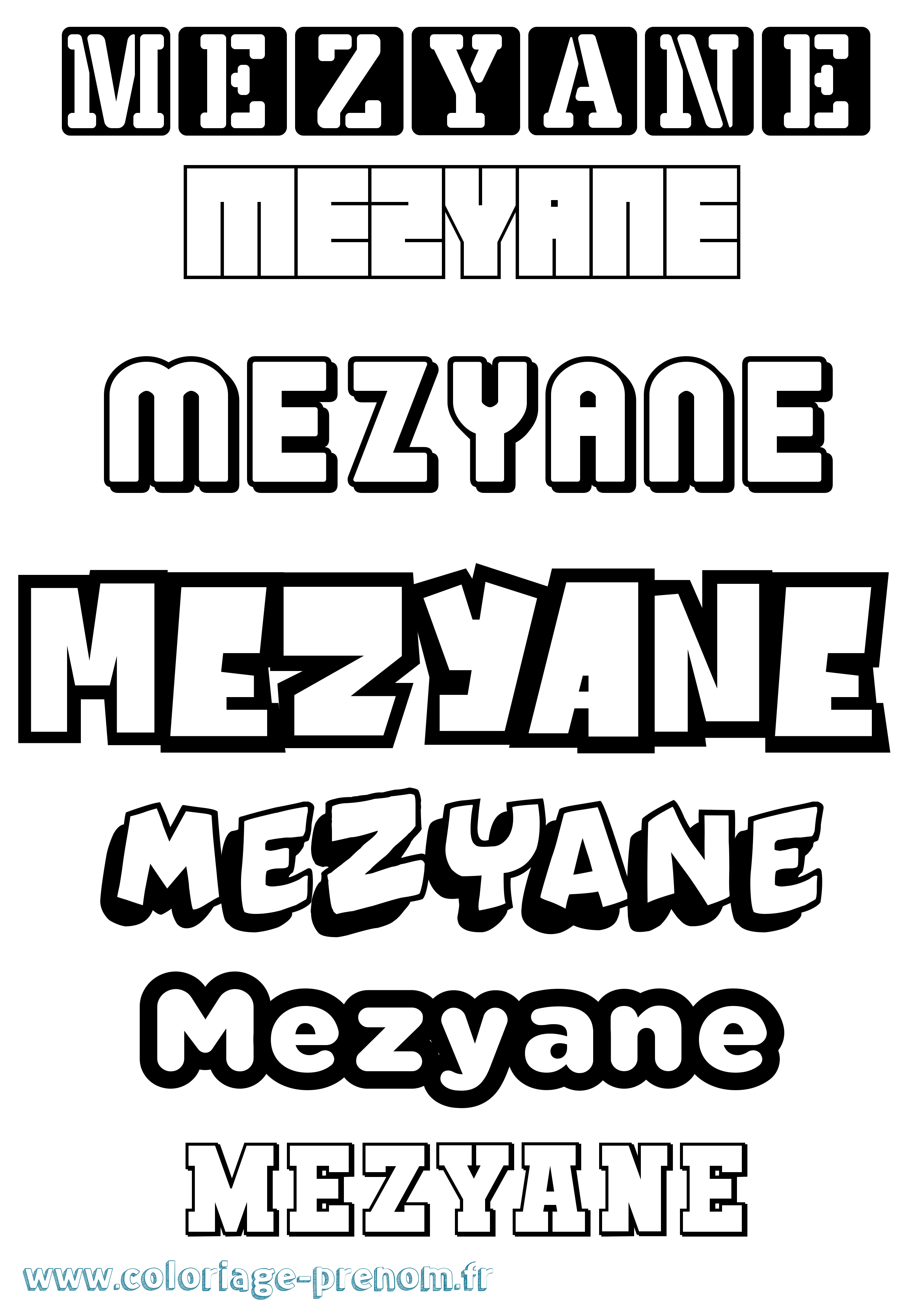 Coloriage Mezyane Simple Coloriage prénom Mezyane Simple