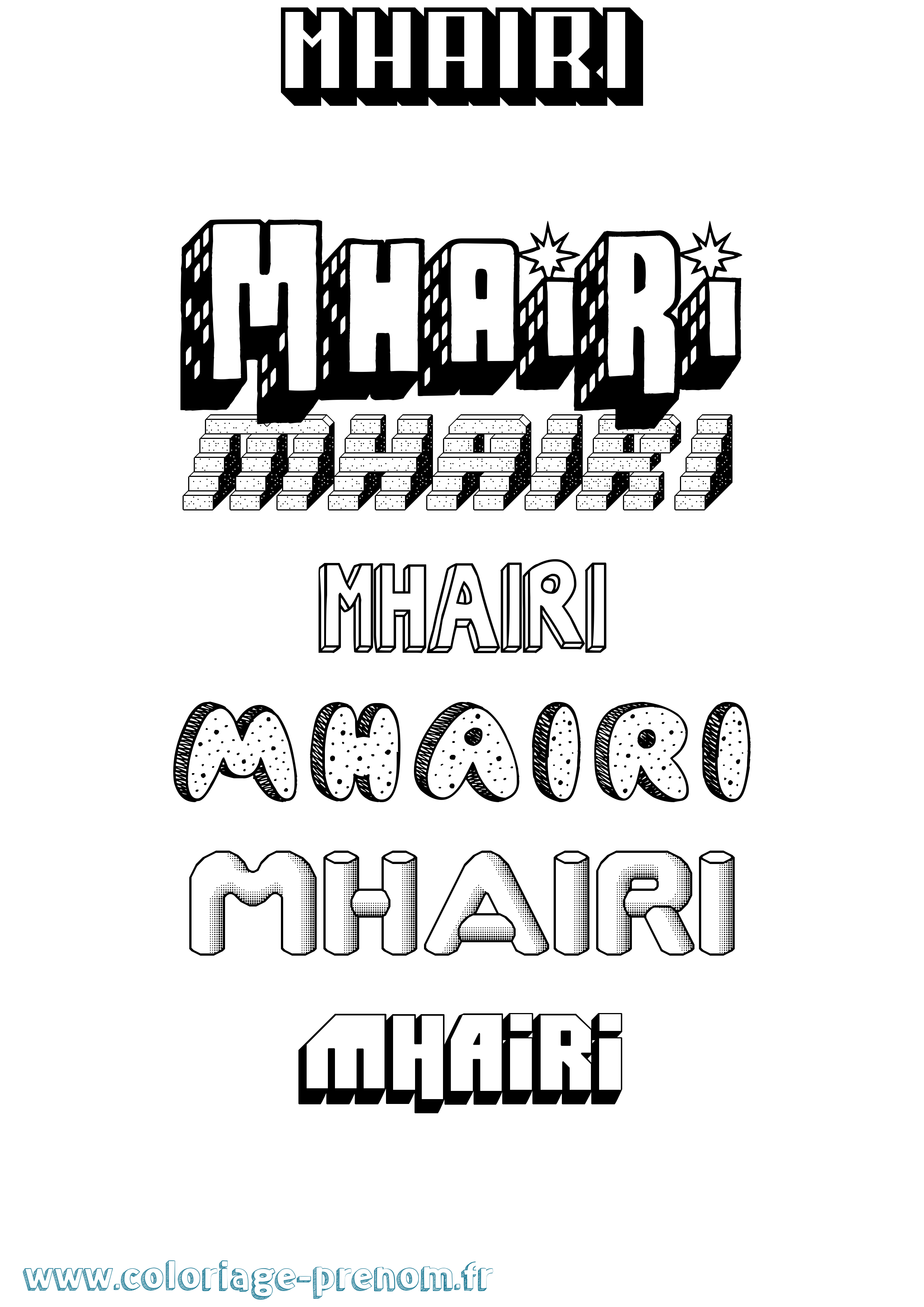 Coloriage Mhairi Effet 3D Coloriage prénom Mhairi Effet 3D