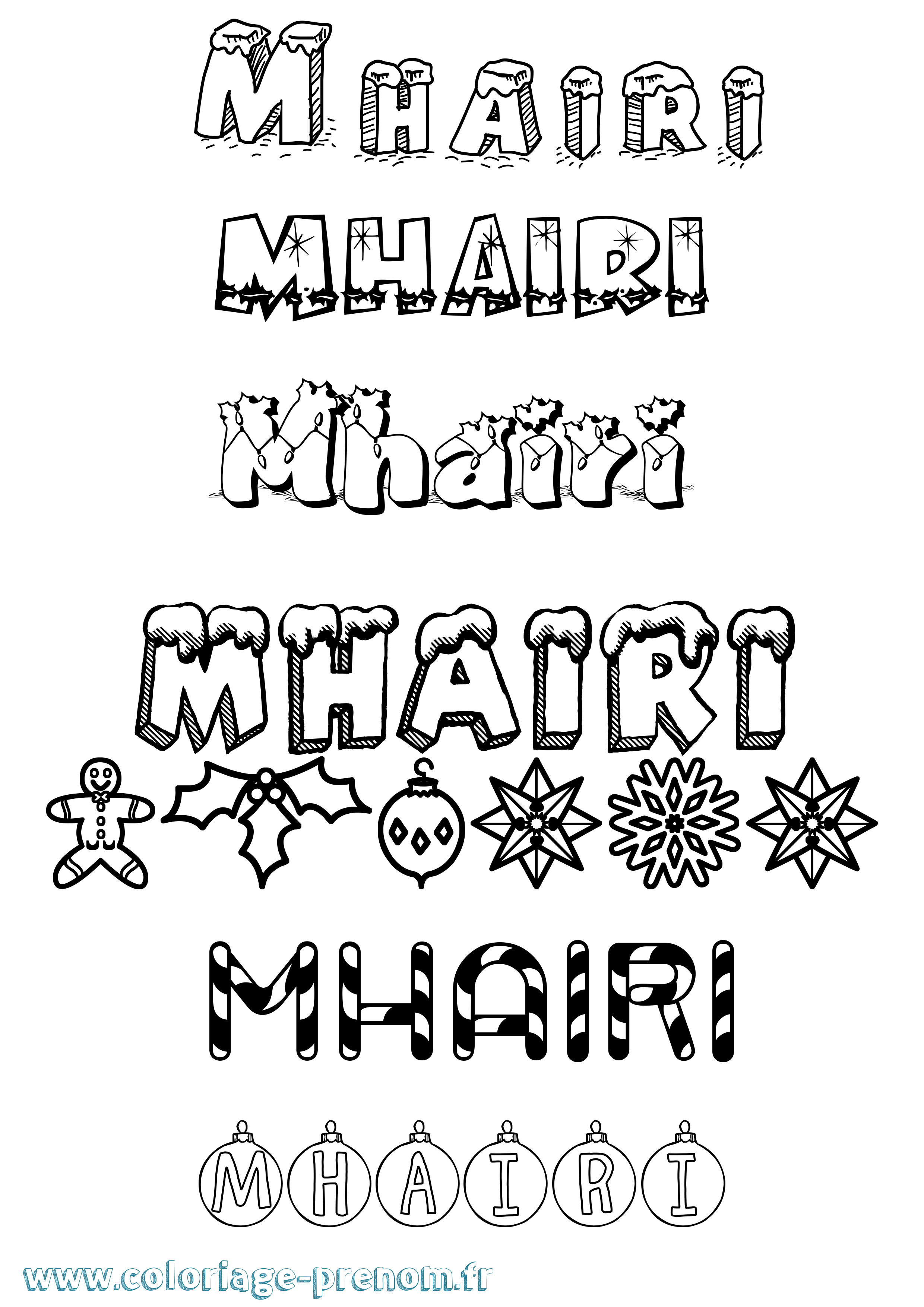Coloriage Mhairi Noël Coloriage prénom Mhairi Noël