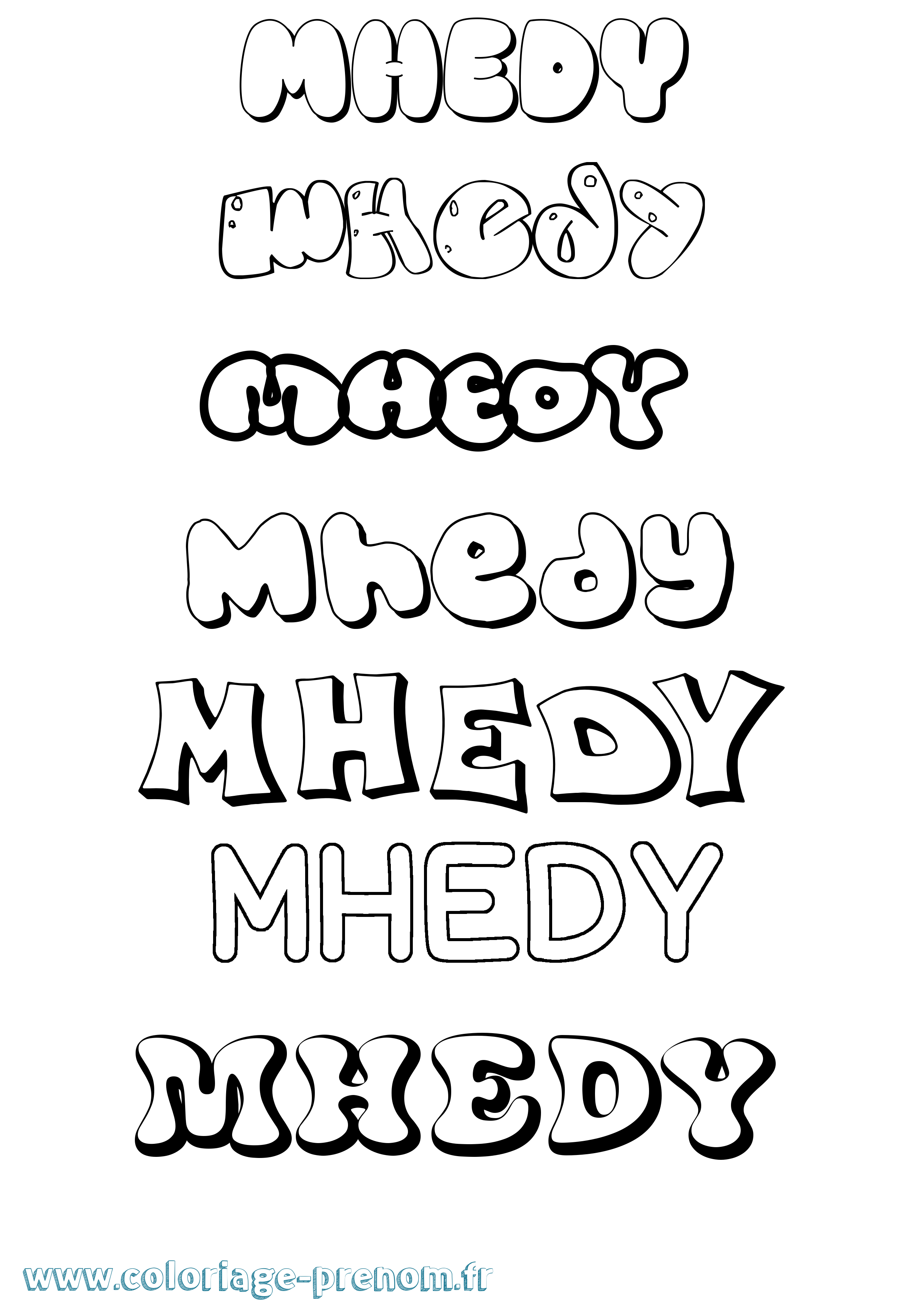 Coloriage Mhedy Bubble Coloriage prénom Mhedy Bubble