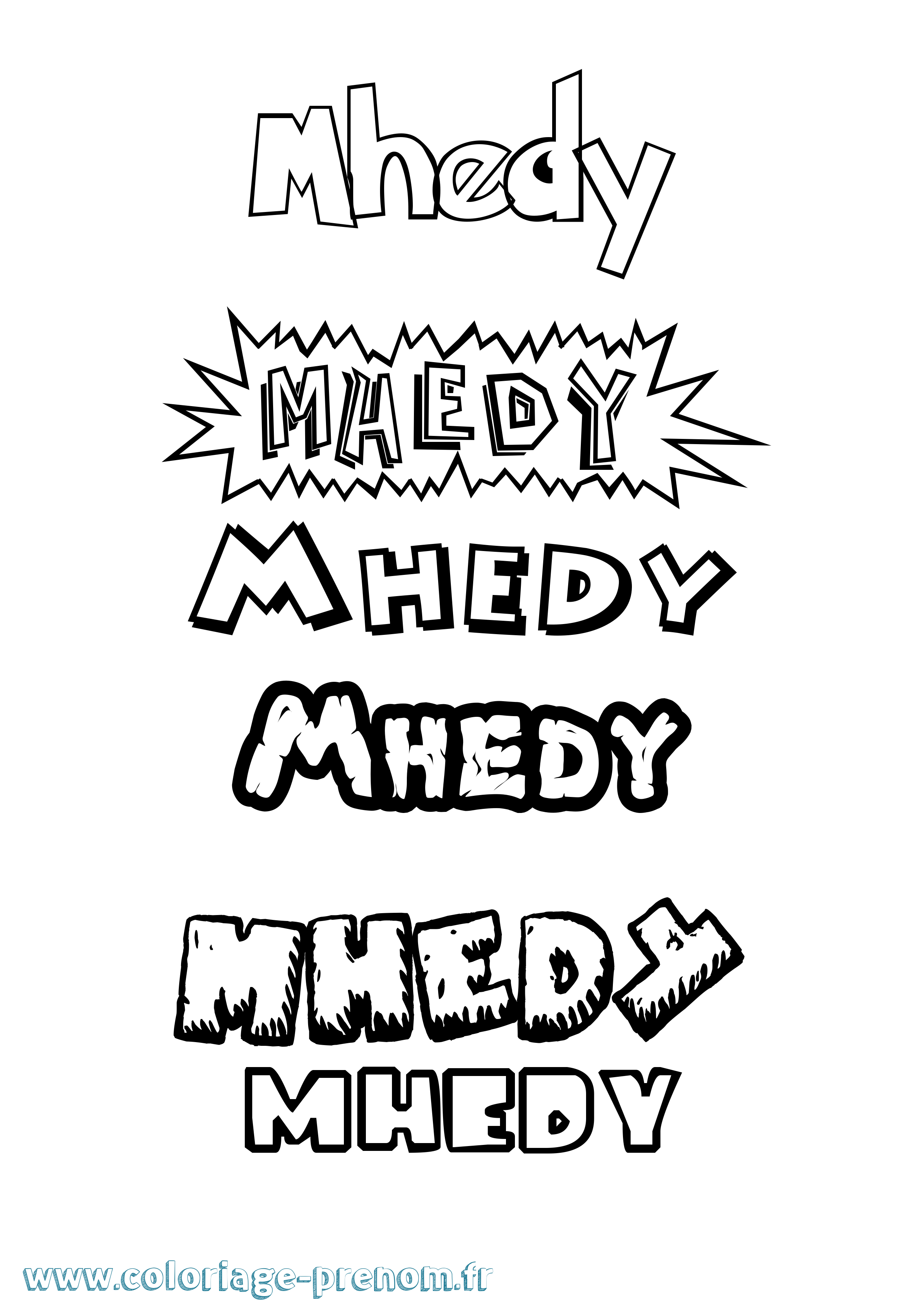 Coloriage Mhedy Dessin Animé Coloriage prénom Mhedy Dessin Animé