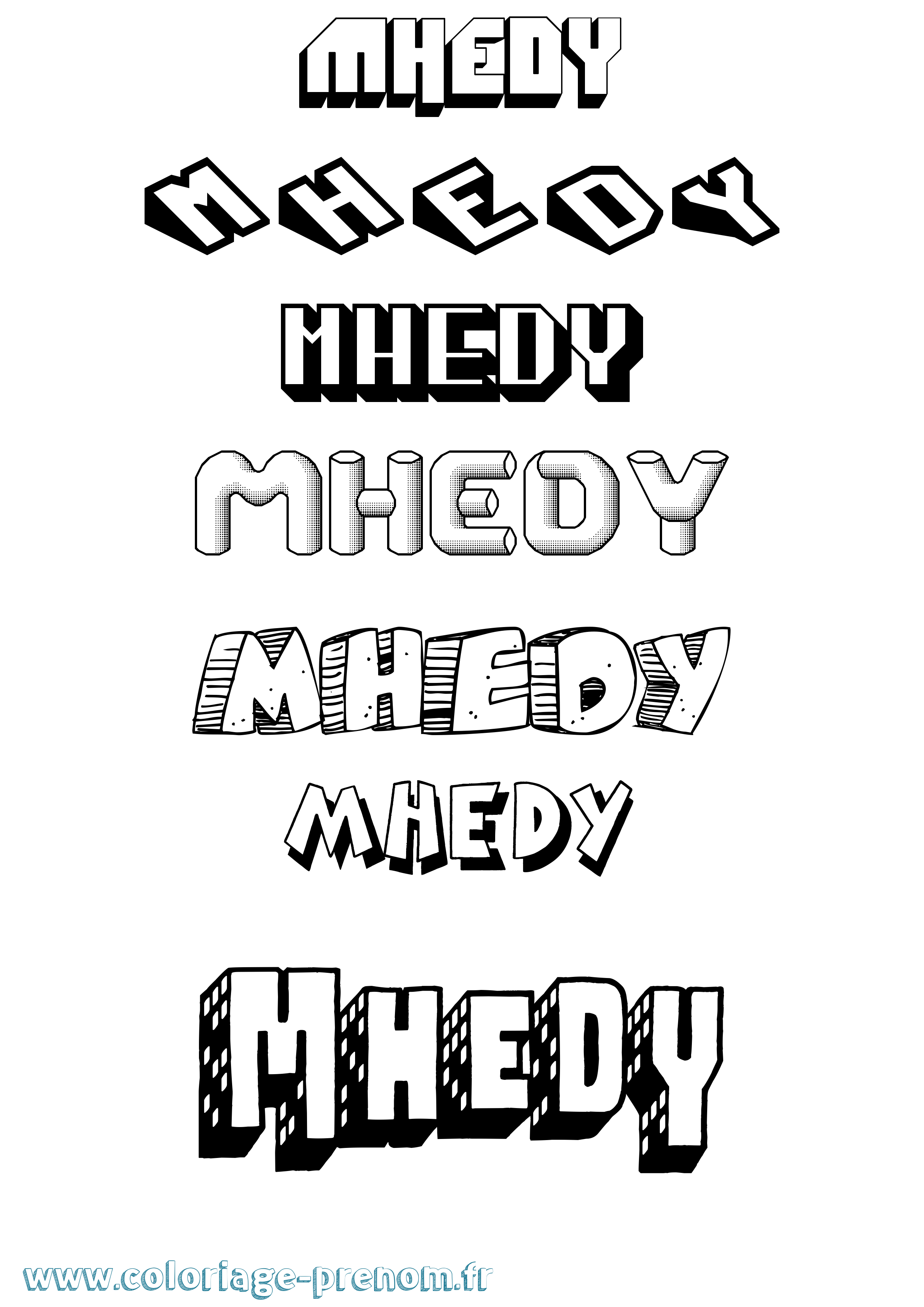 Coloriage Mhedy Effet 3D Coloriage prénom Mhedy Effet 3D