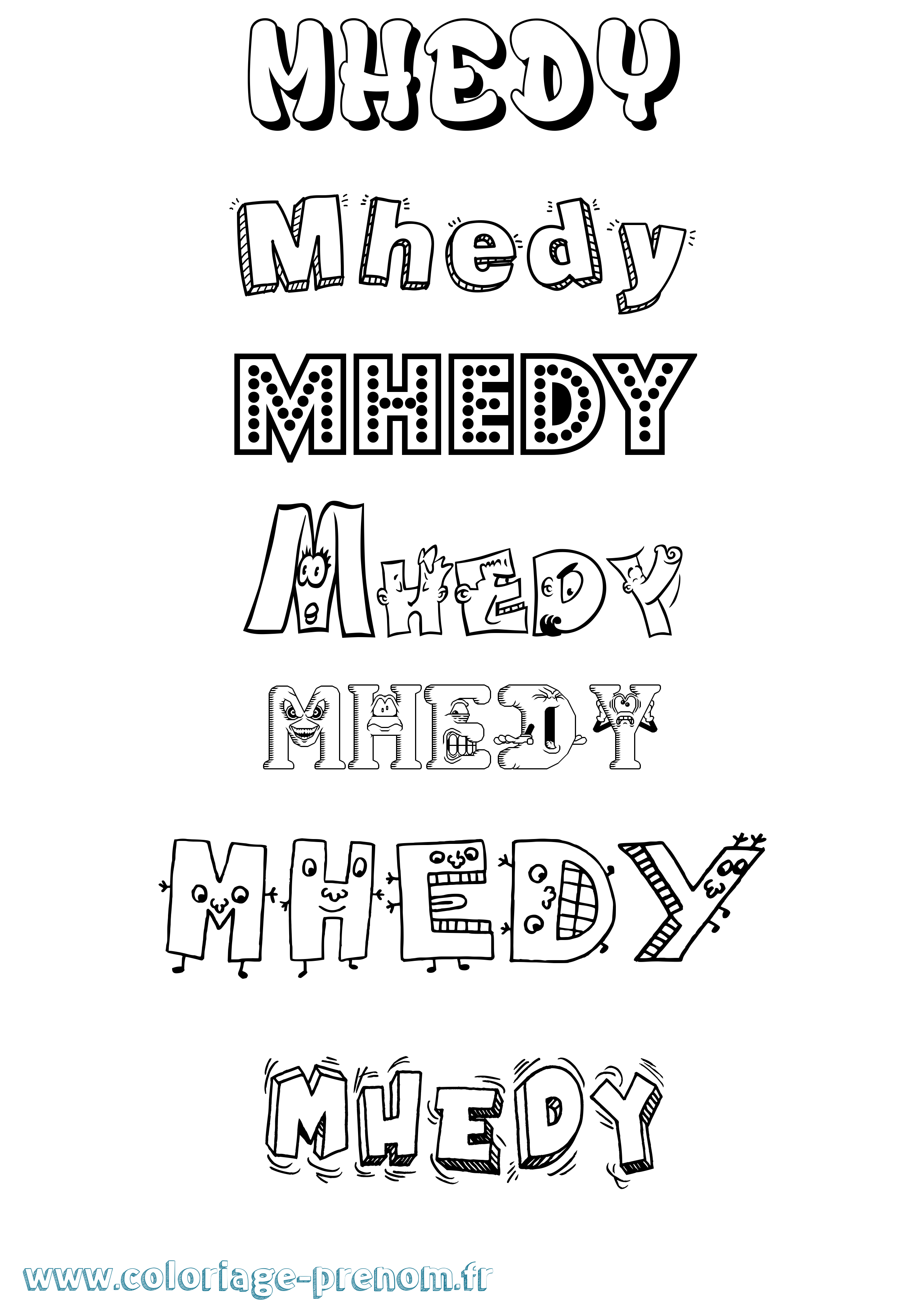 Coloriage Mhedy Fun Coloriage prénom Mhedy Fun