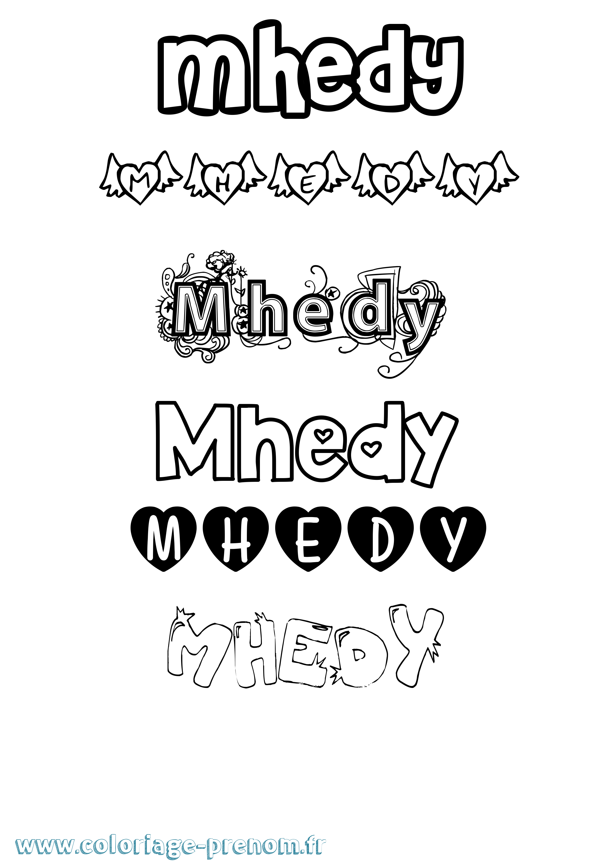 Coloriage Mhedy Girly Coloriage prénom Mhedy Girly